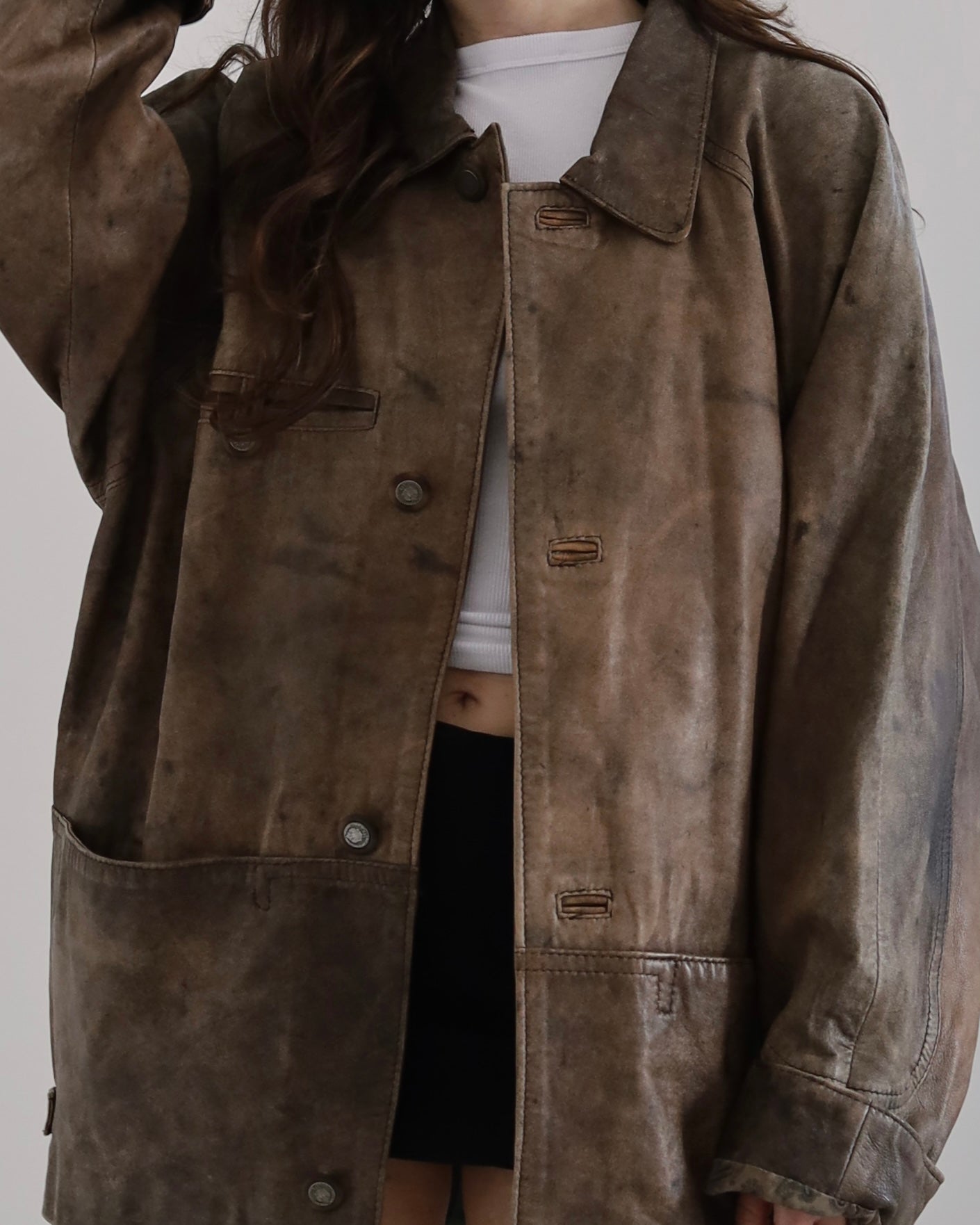 Brown distressed leather jacket