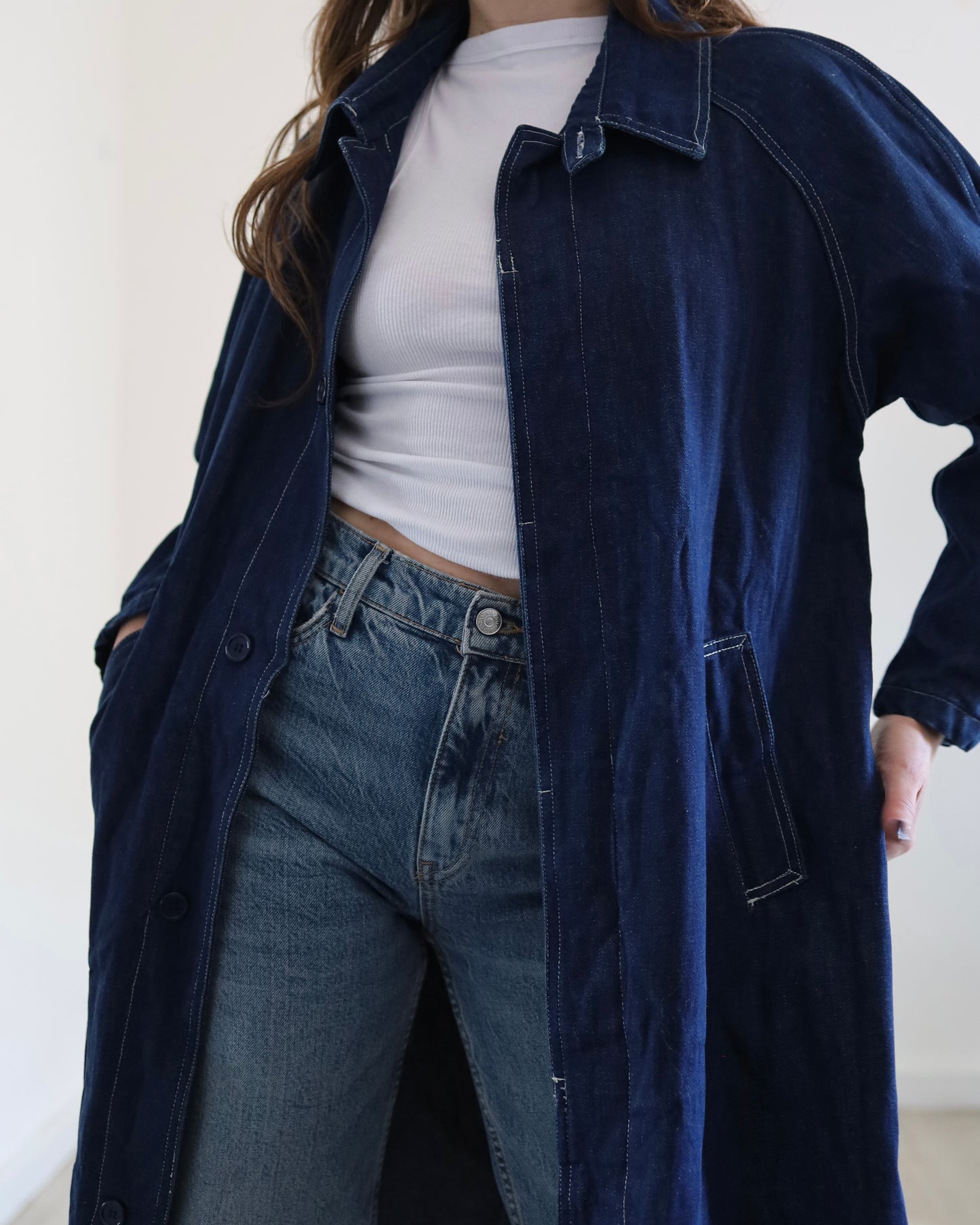 Long denim jacket