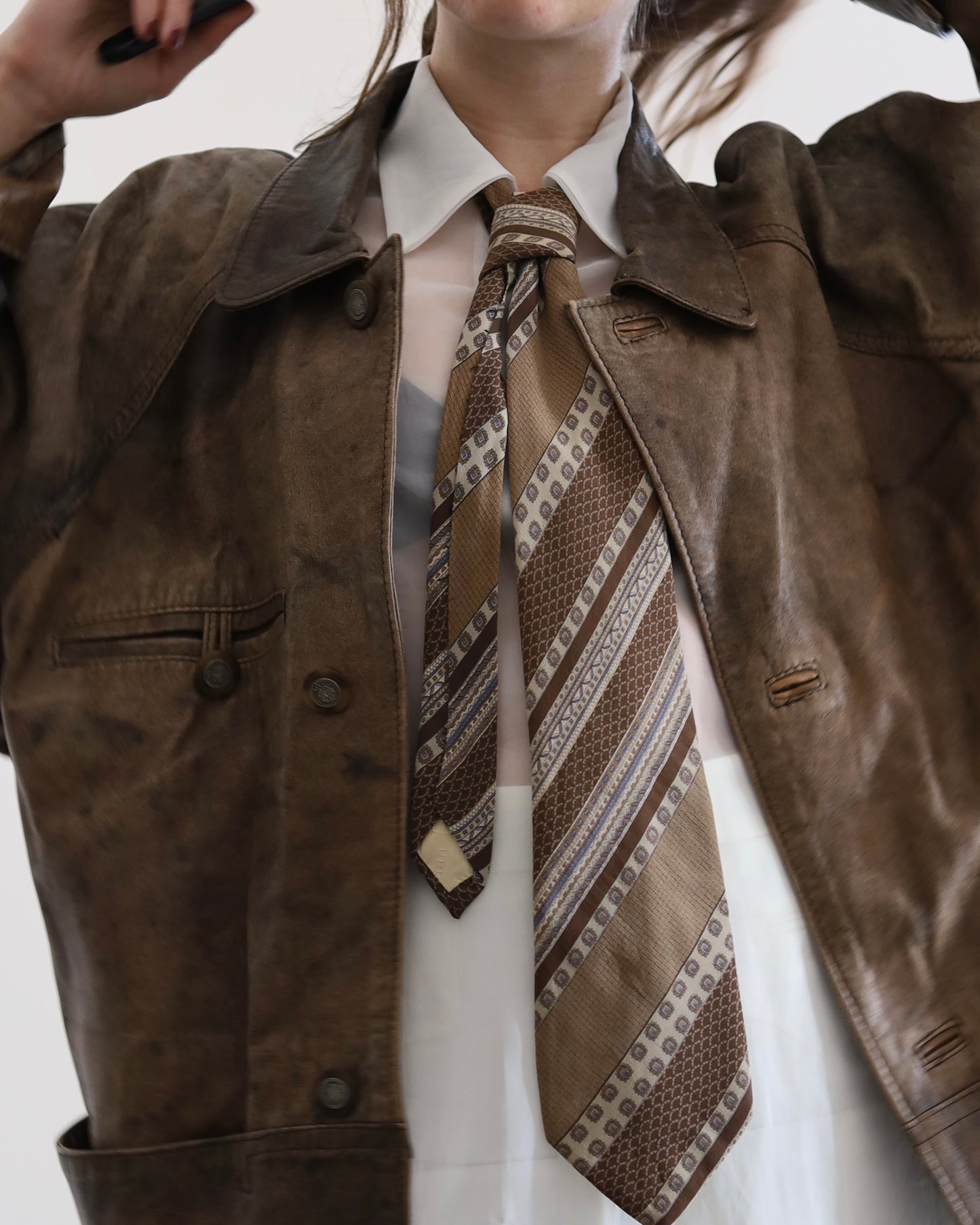 Brown distressed leather jacket