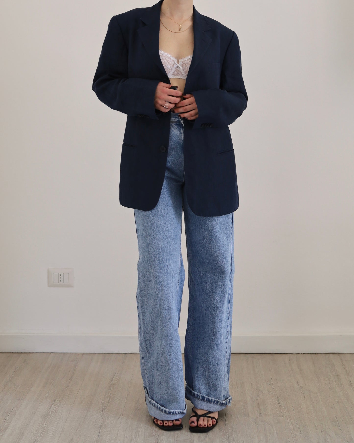 Navy linen blazer