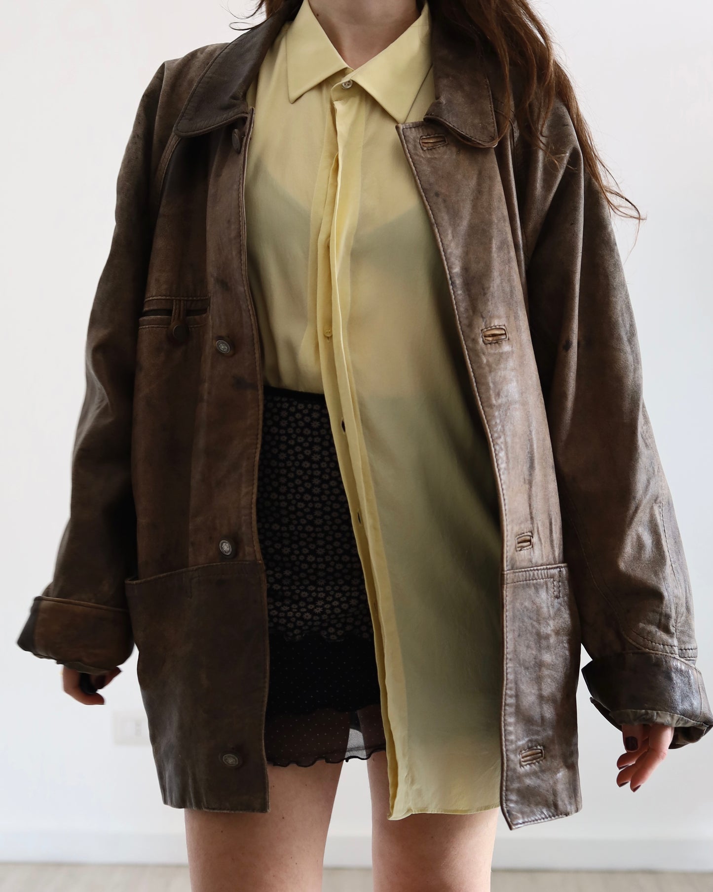 Brown distressed leather jacket