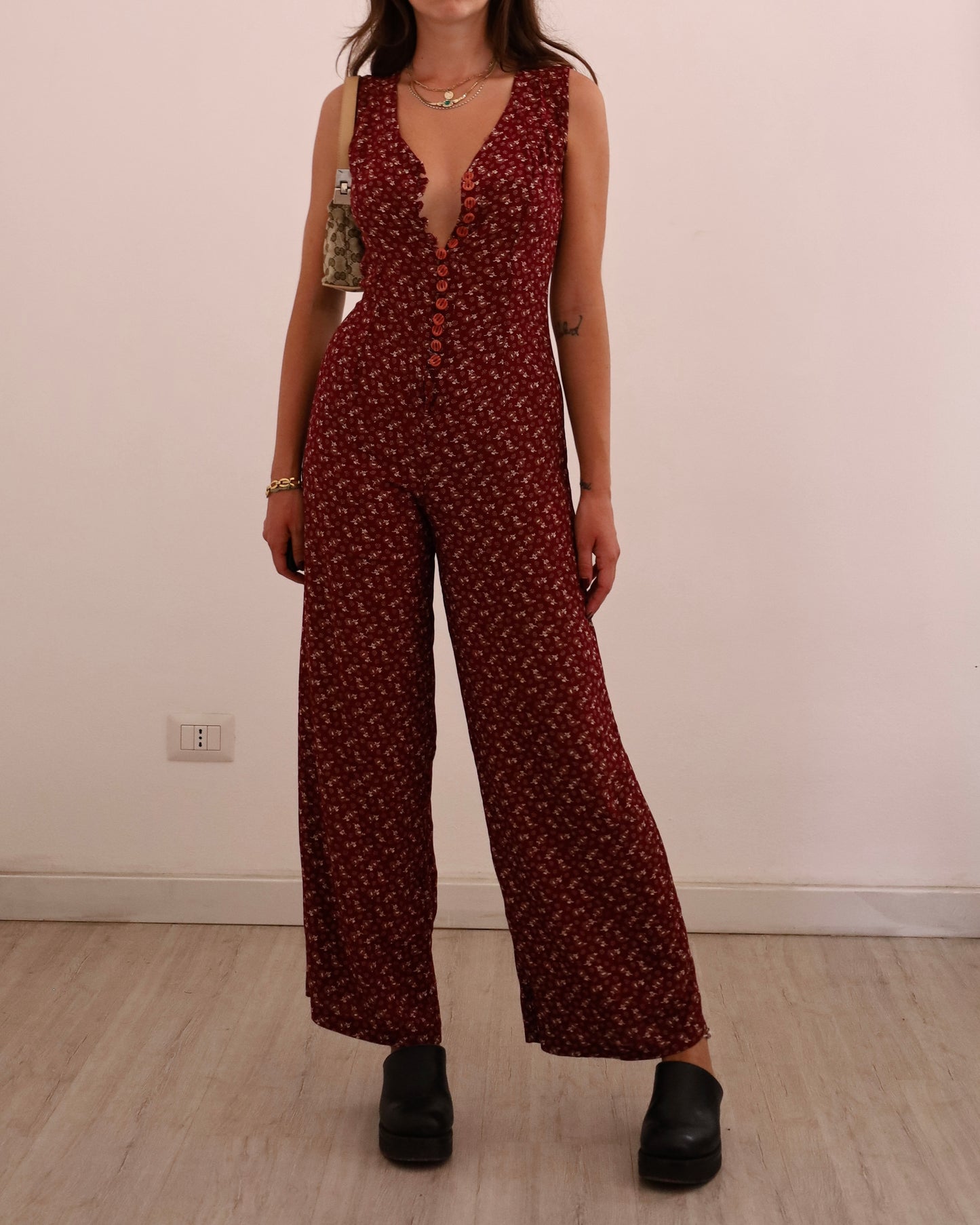 90s vintage buttoned jumpsuit