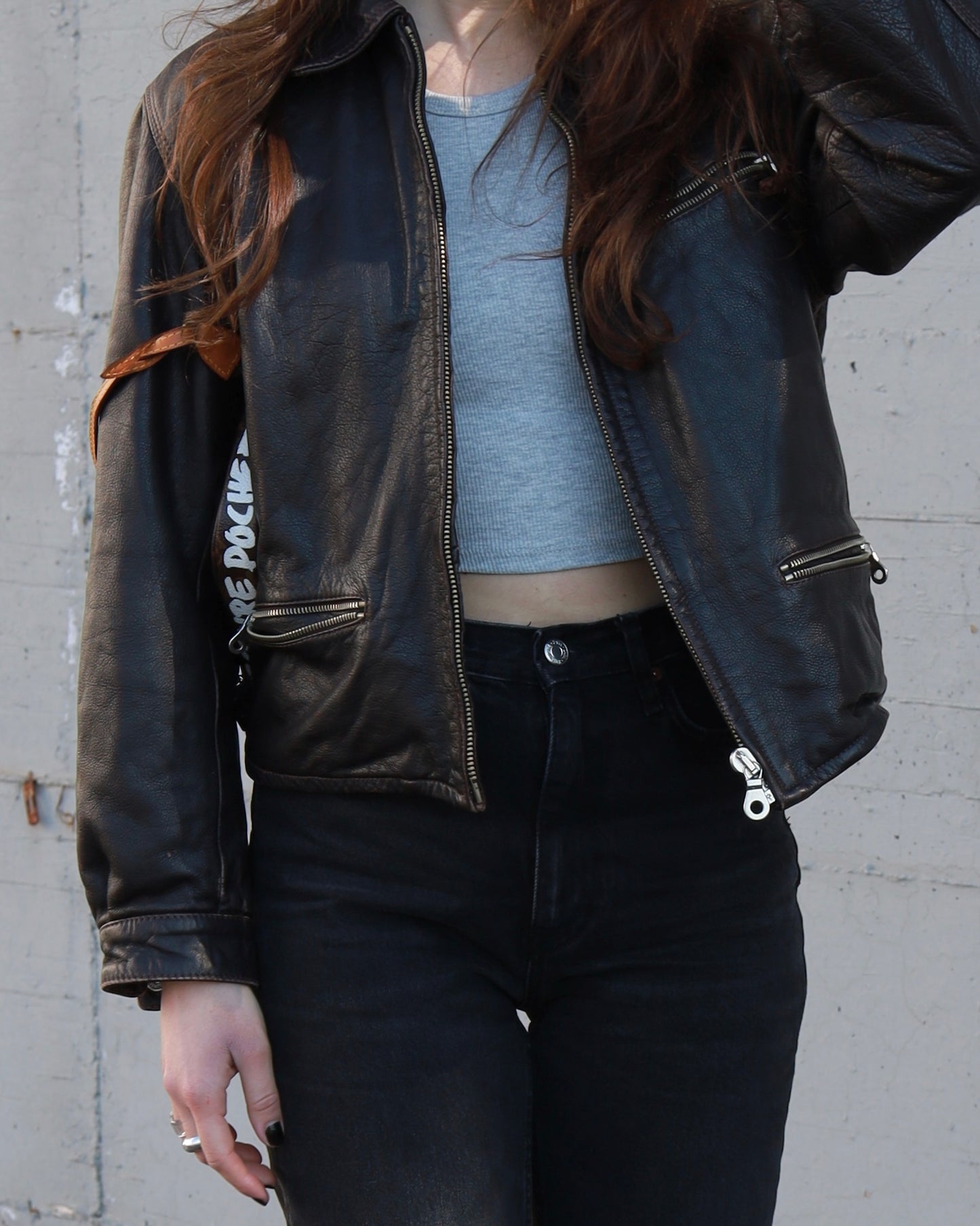 Brown leather jacket