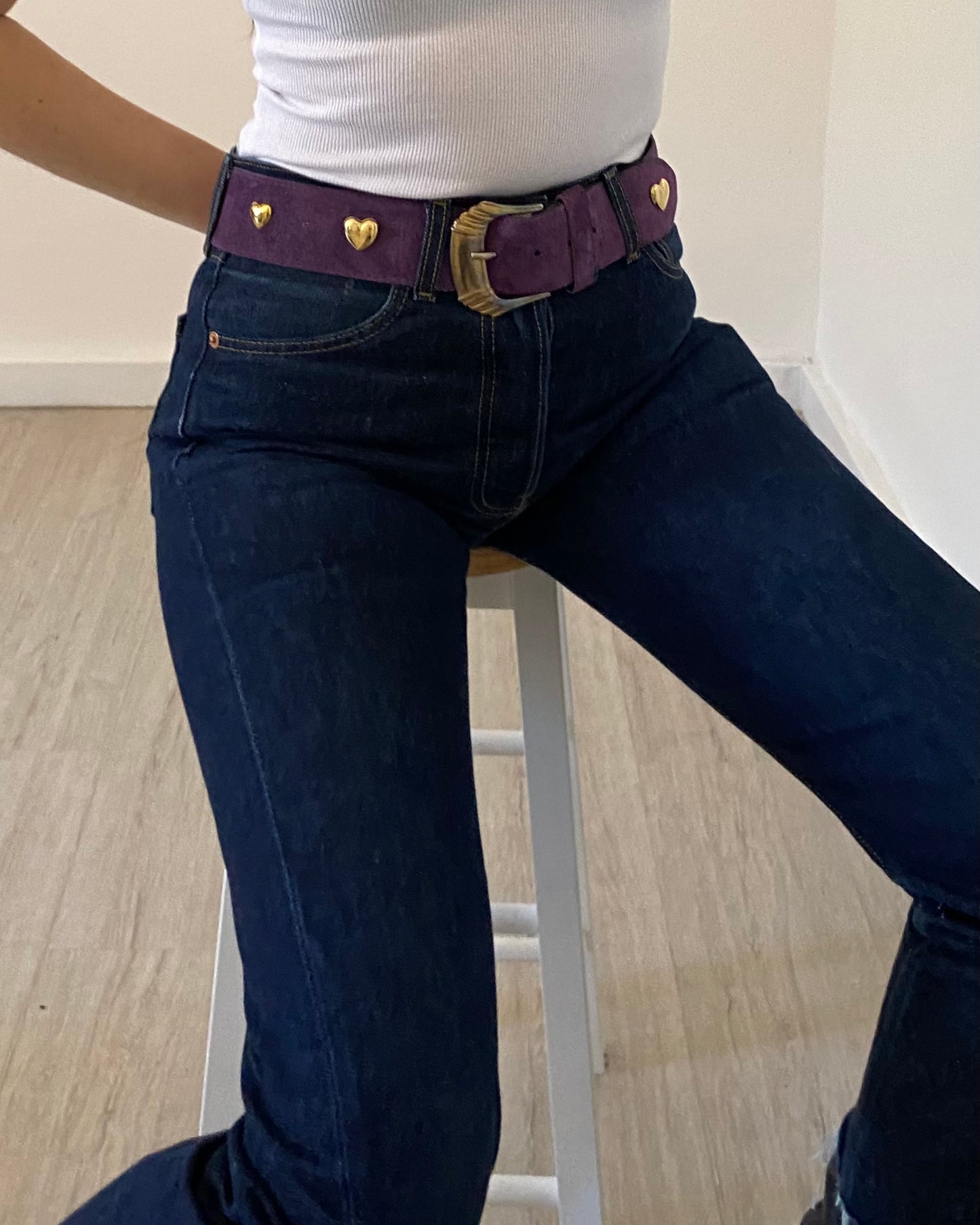 Suede belt with hearts