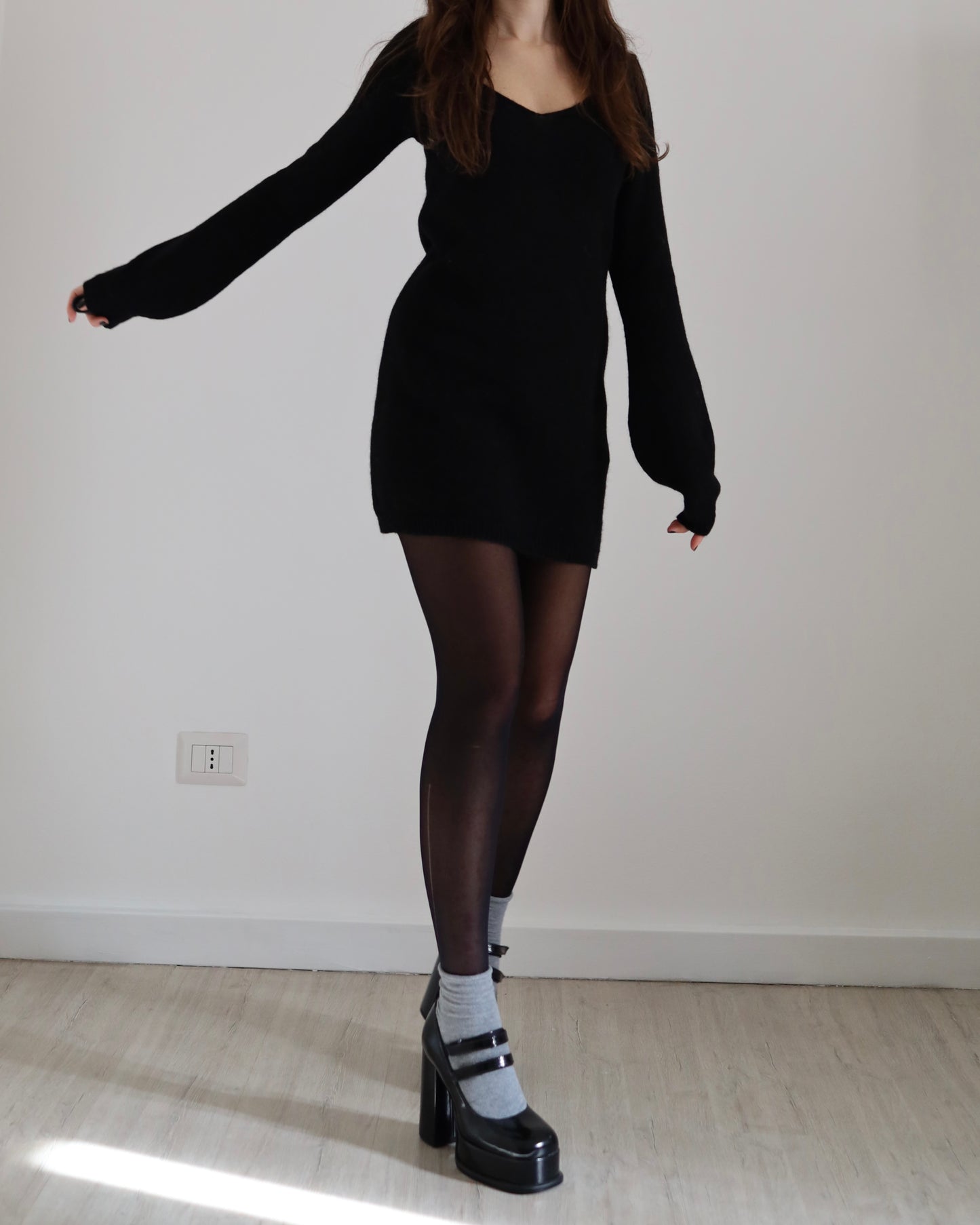 Knit wool mini dress