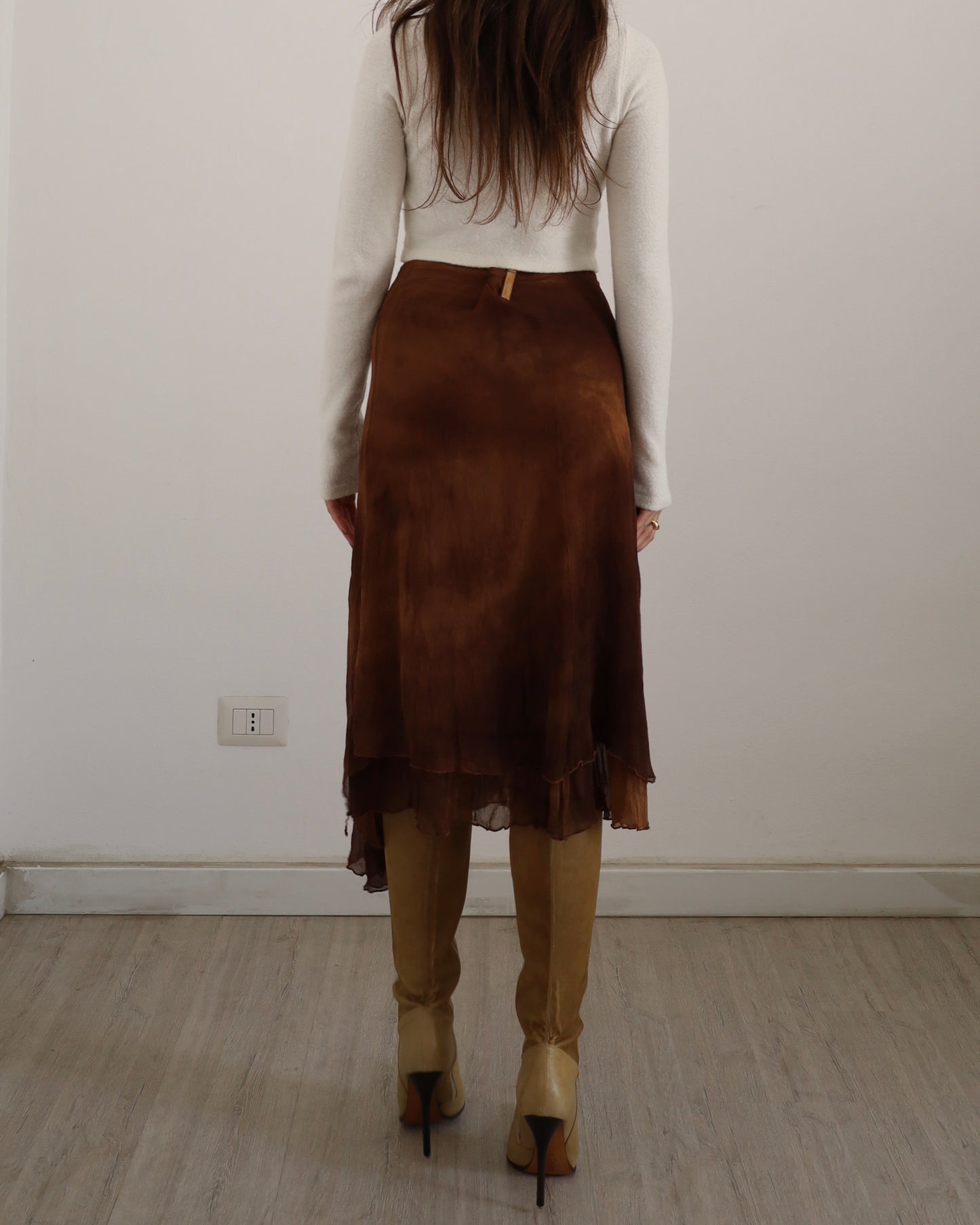 Silk midi skirt