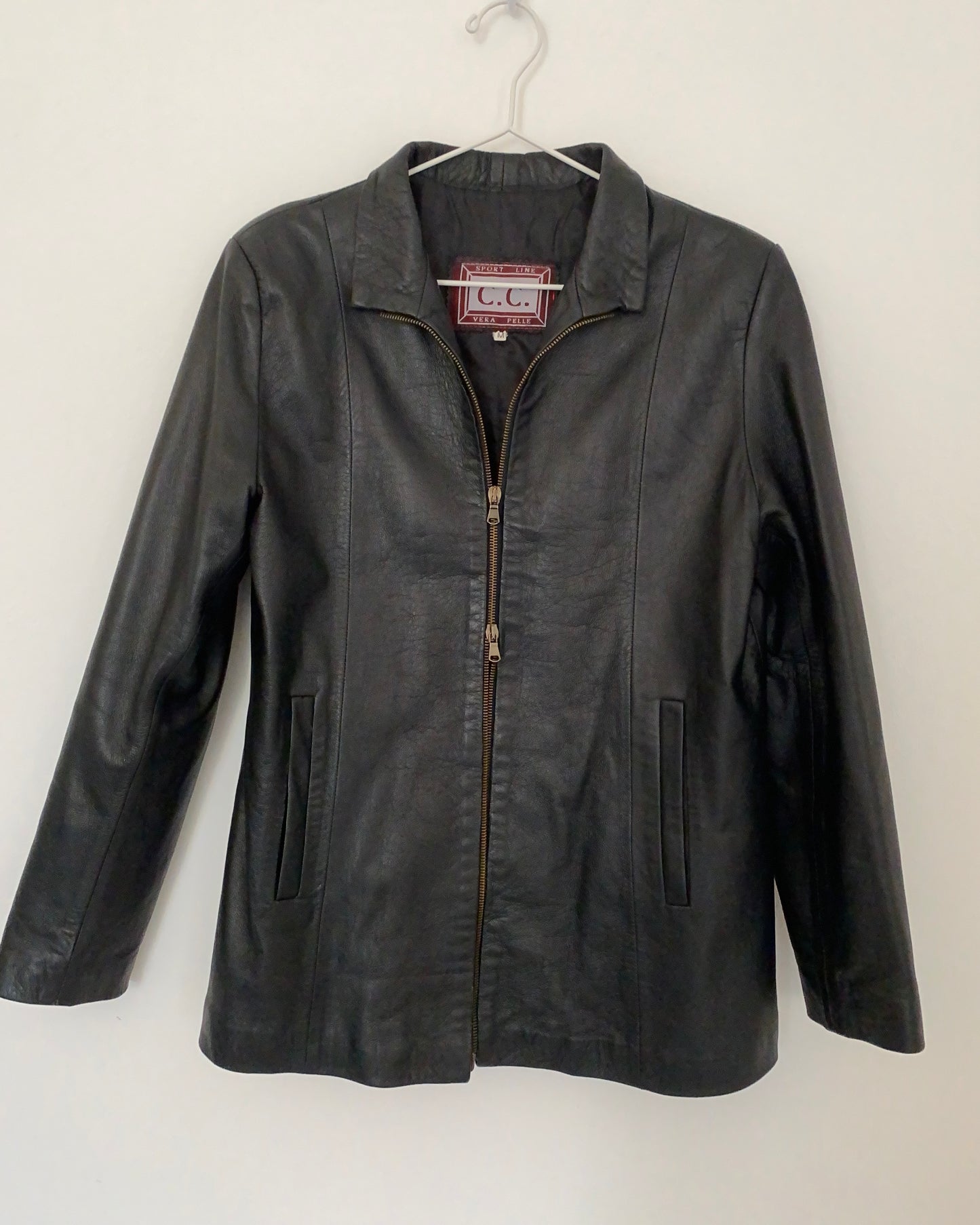 Veste en cuir à double zip