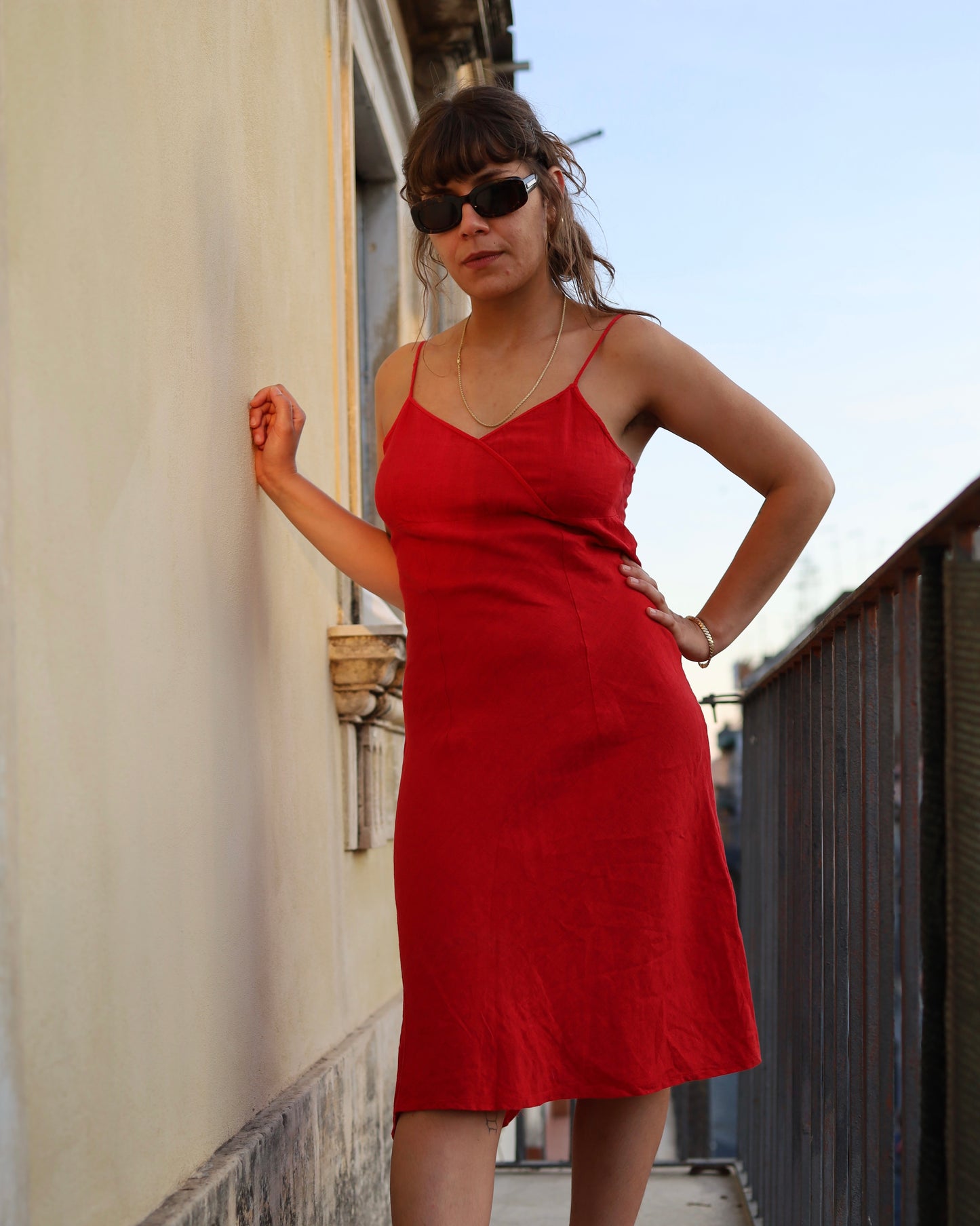 Vintage red midi dress