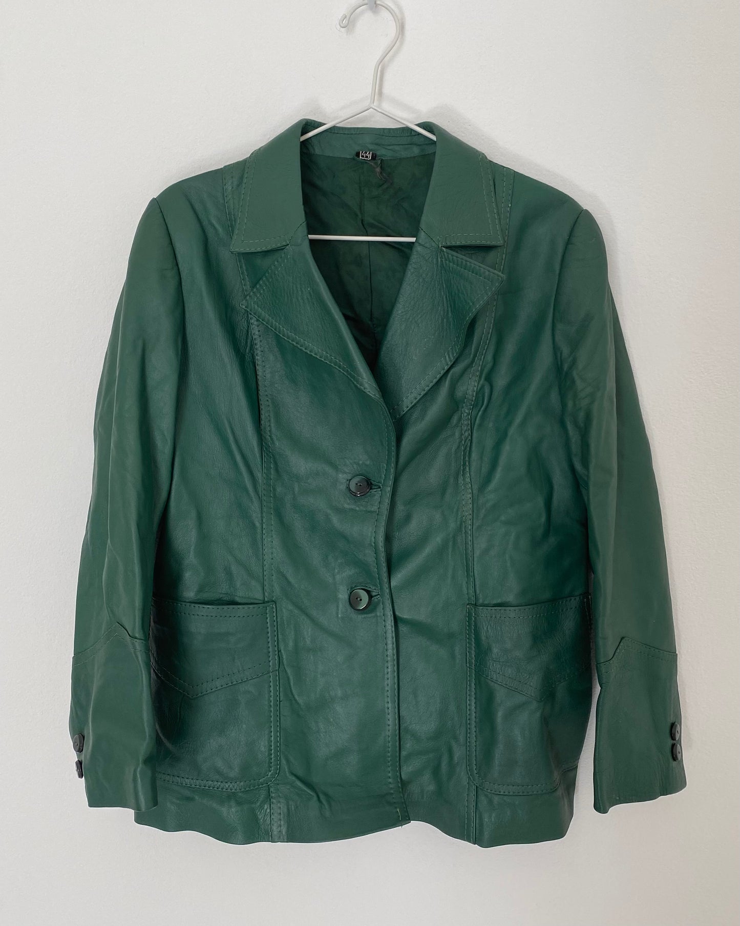 Green leather blazer