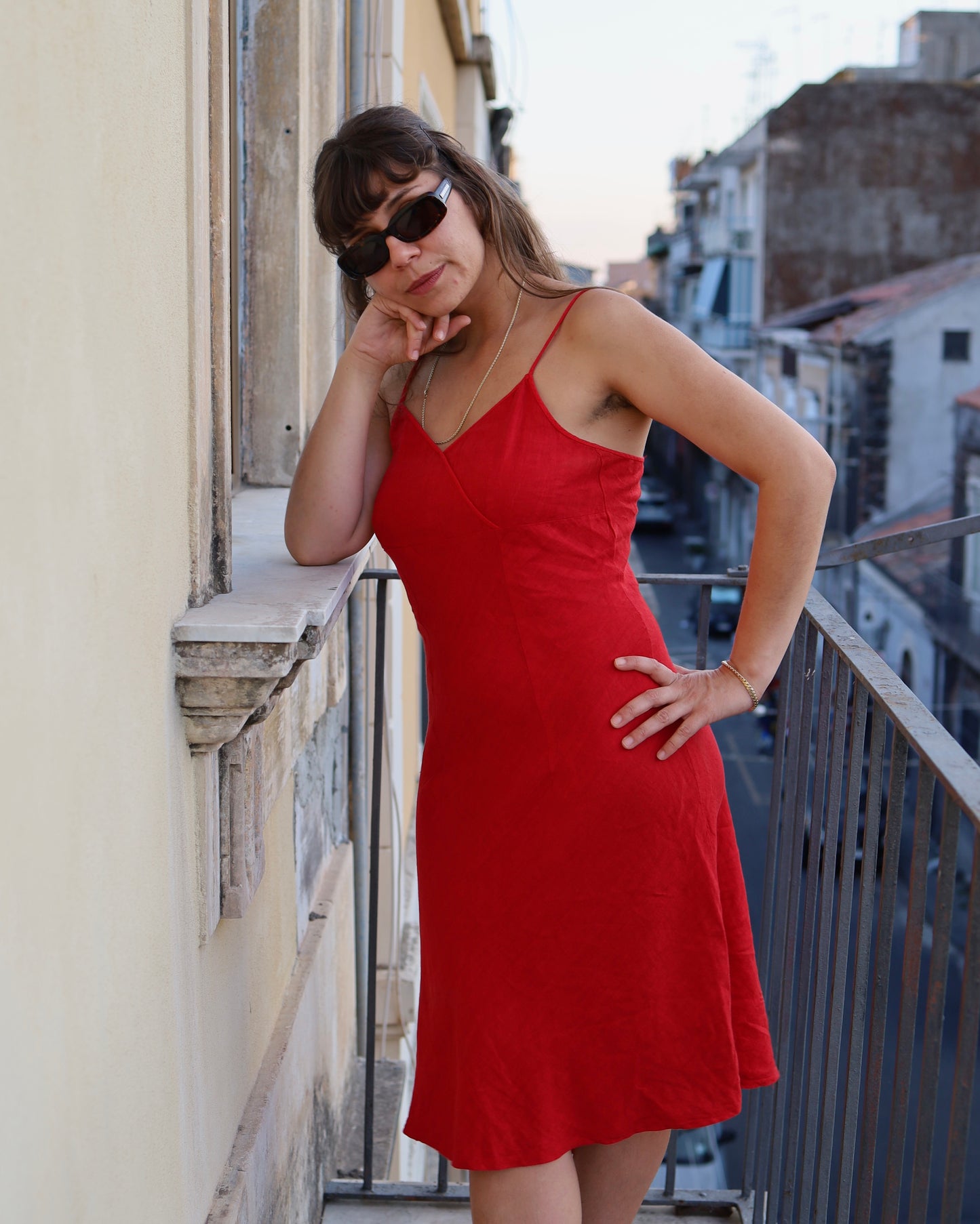 Vintage red midi dress