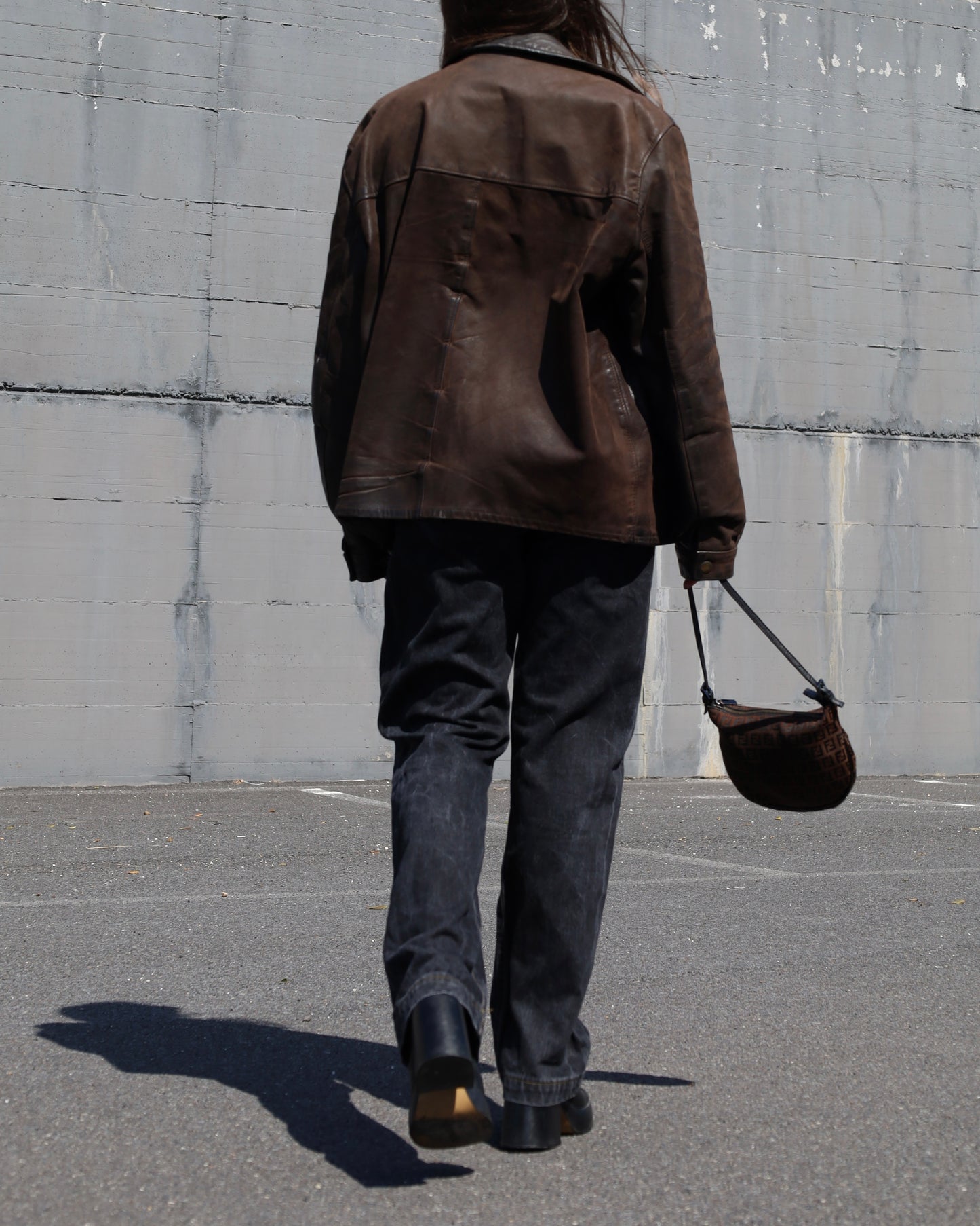 Brown distressed leather jacket