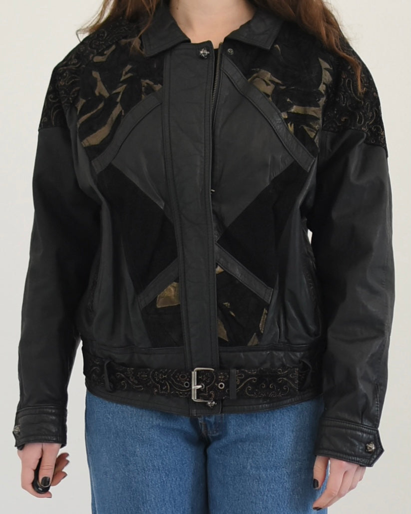 80s bomber leather jacket