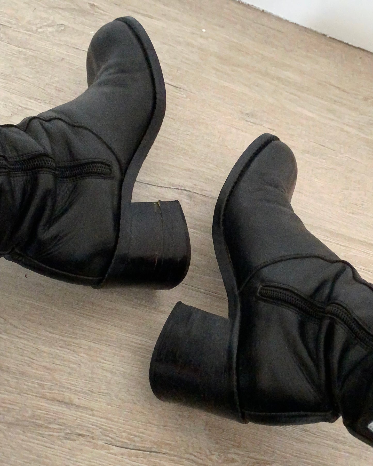 Square toe leather boots