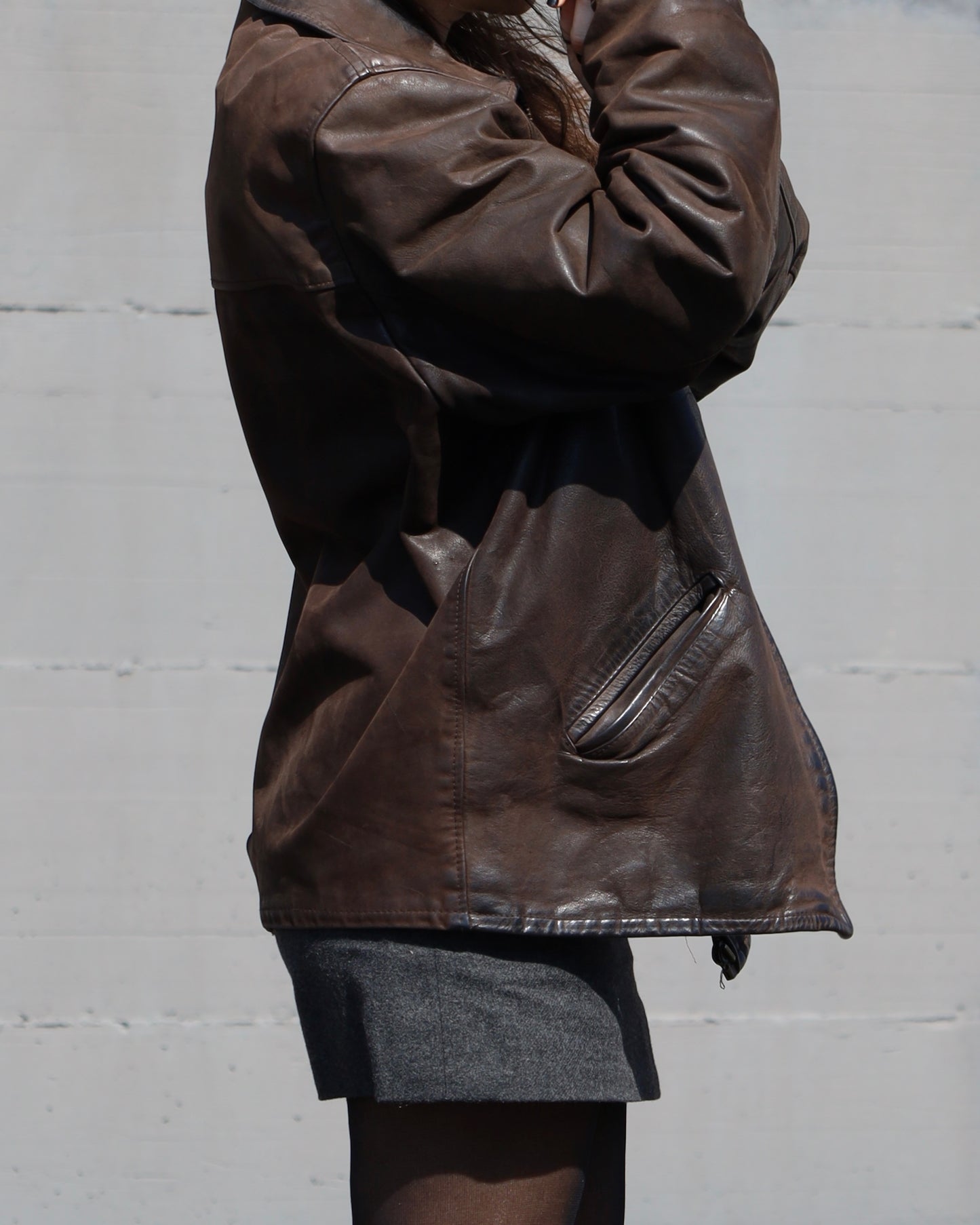 Brown distressed leather jacket