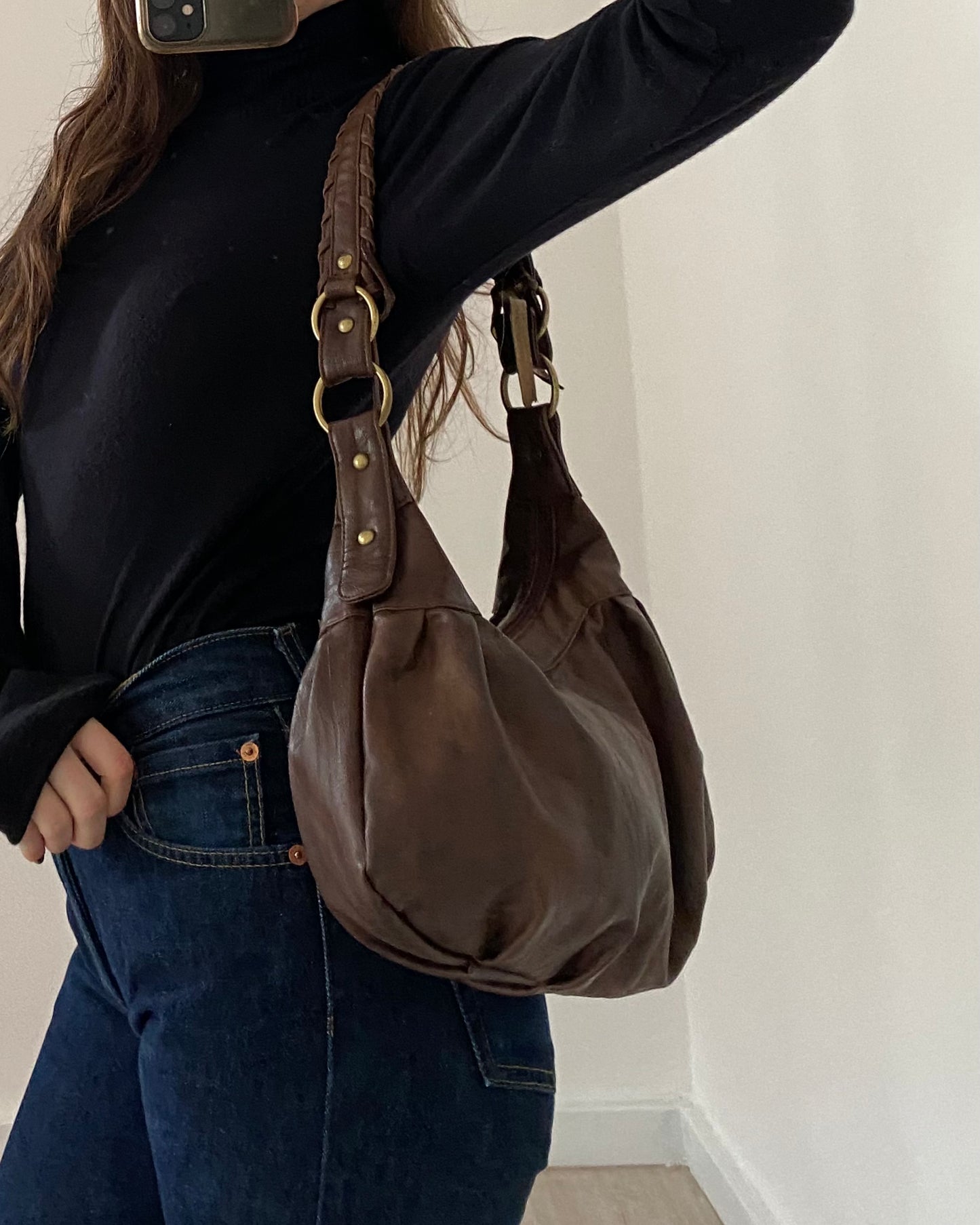 Y2k brown shoulder bag