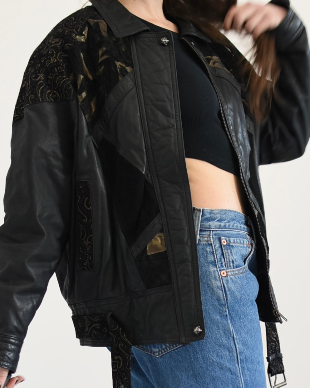 80s bomber leather jacket