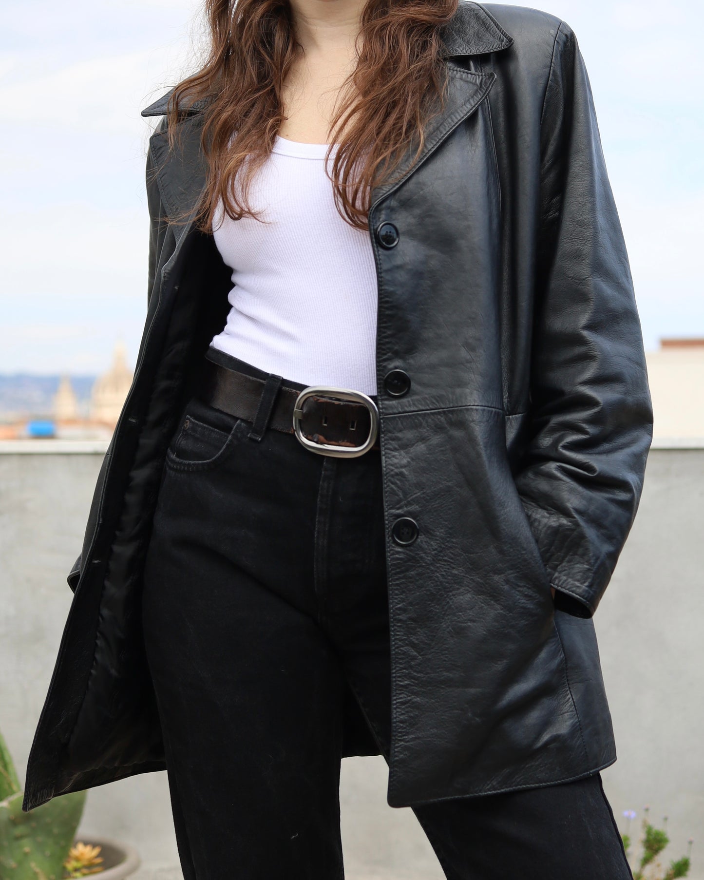 Leather blazer jacket