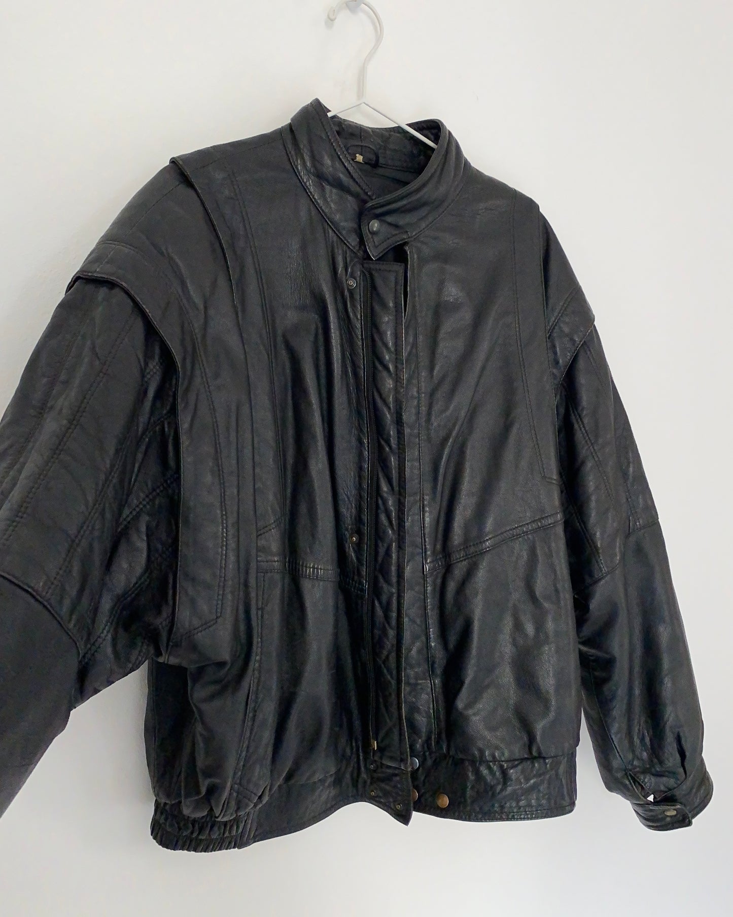 Leather bomber jacket