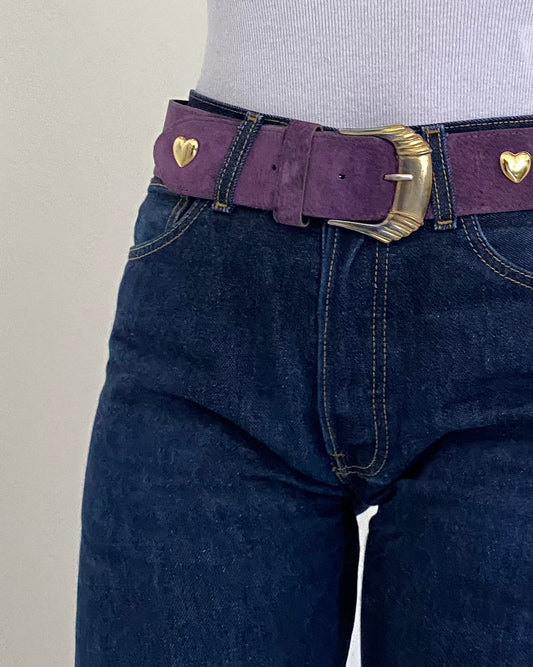 Suede belt with hearts