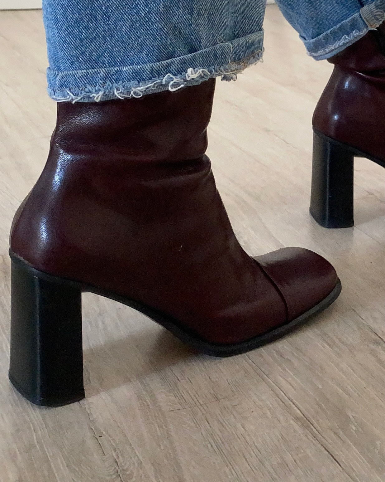 Vintage square toe leather boots