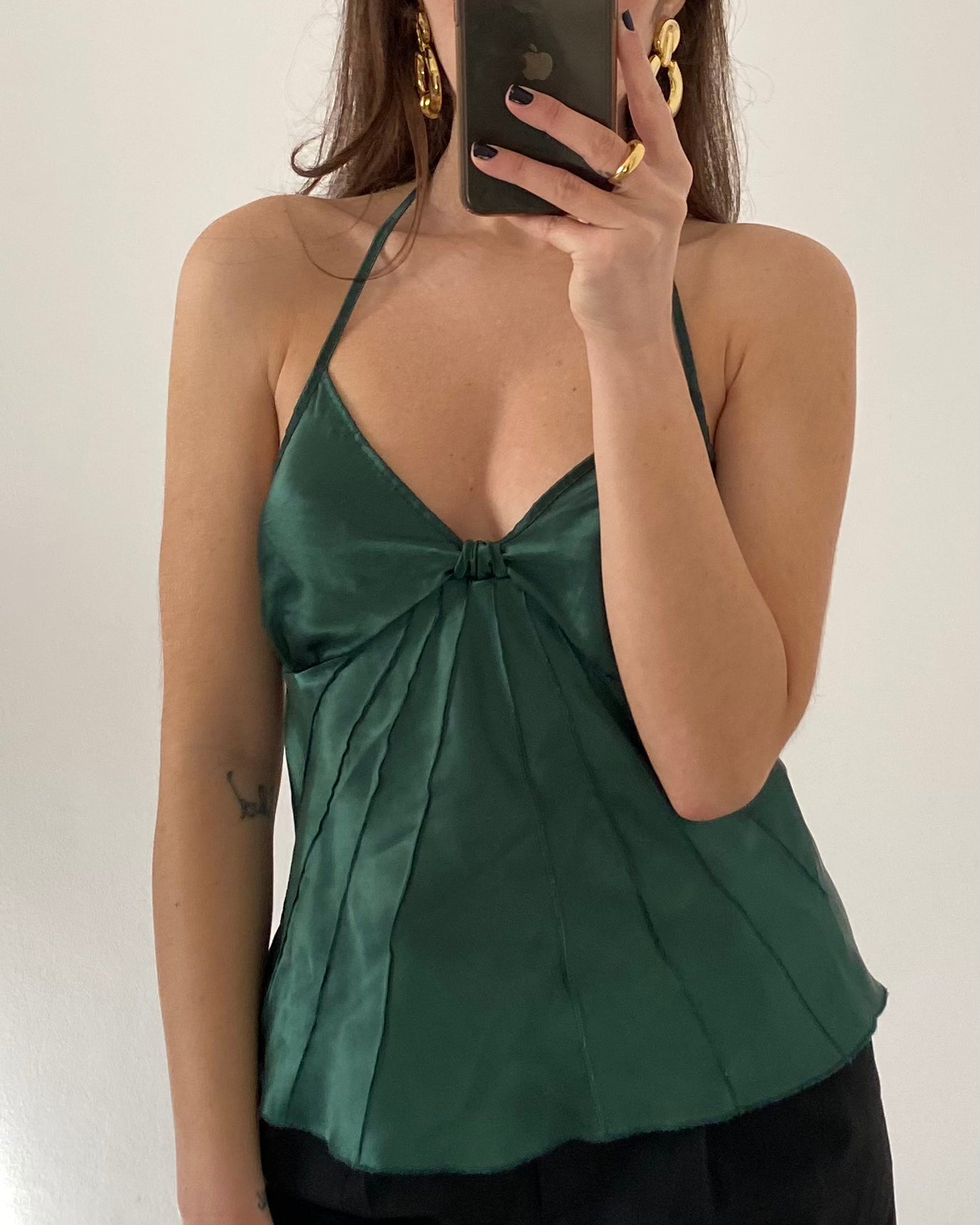 Emerald satin top