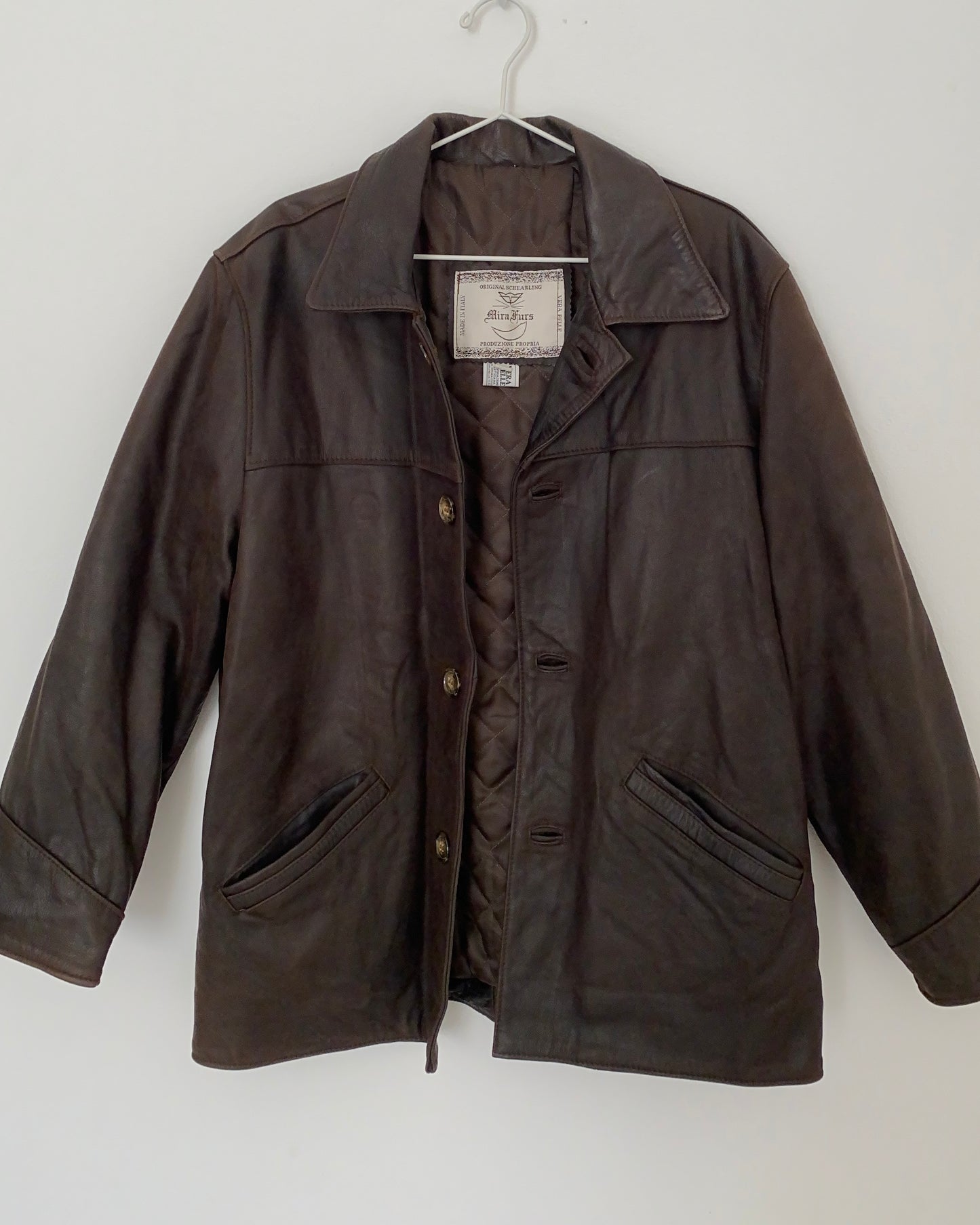 Veste en cuir marron vintage