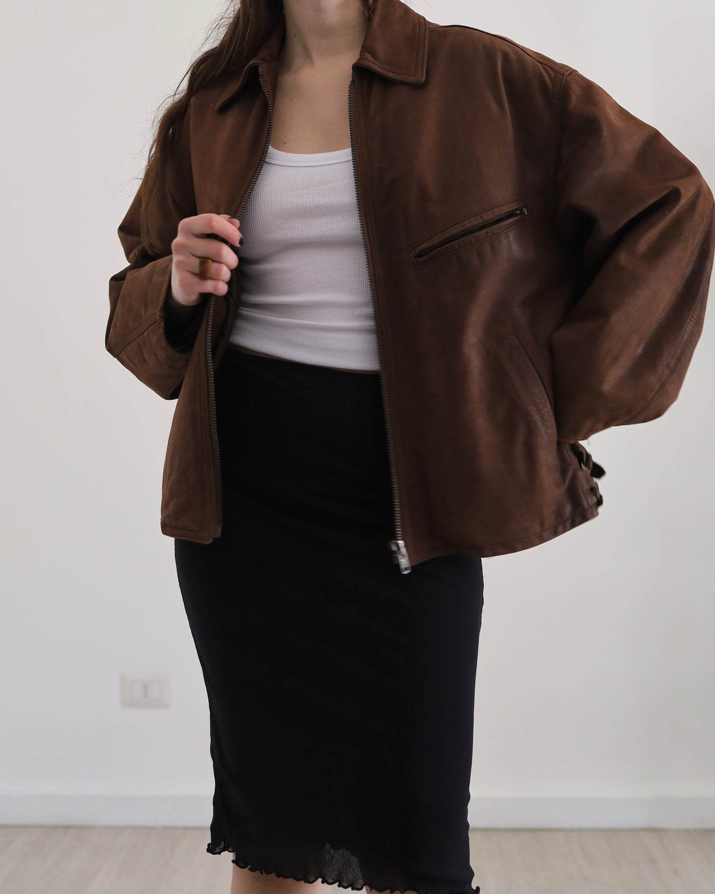 Brown leather jacket