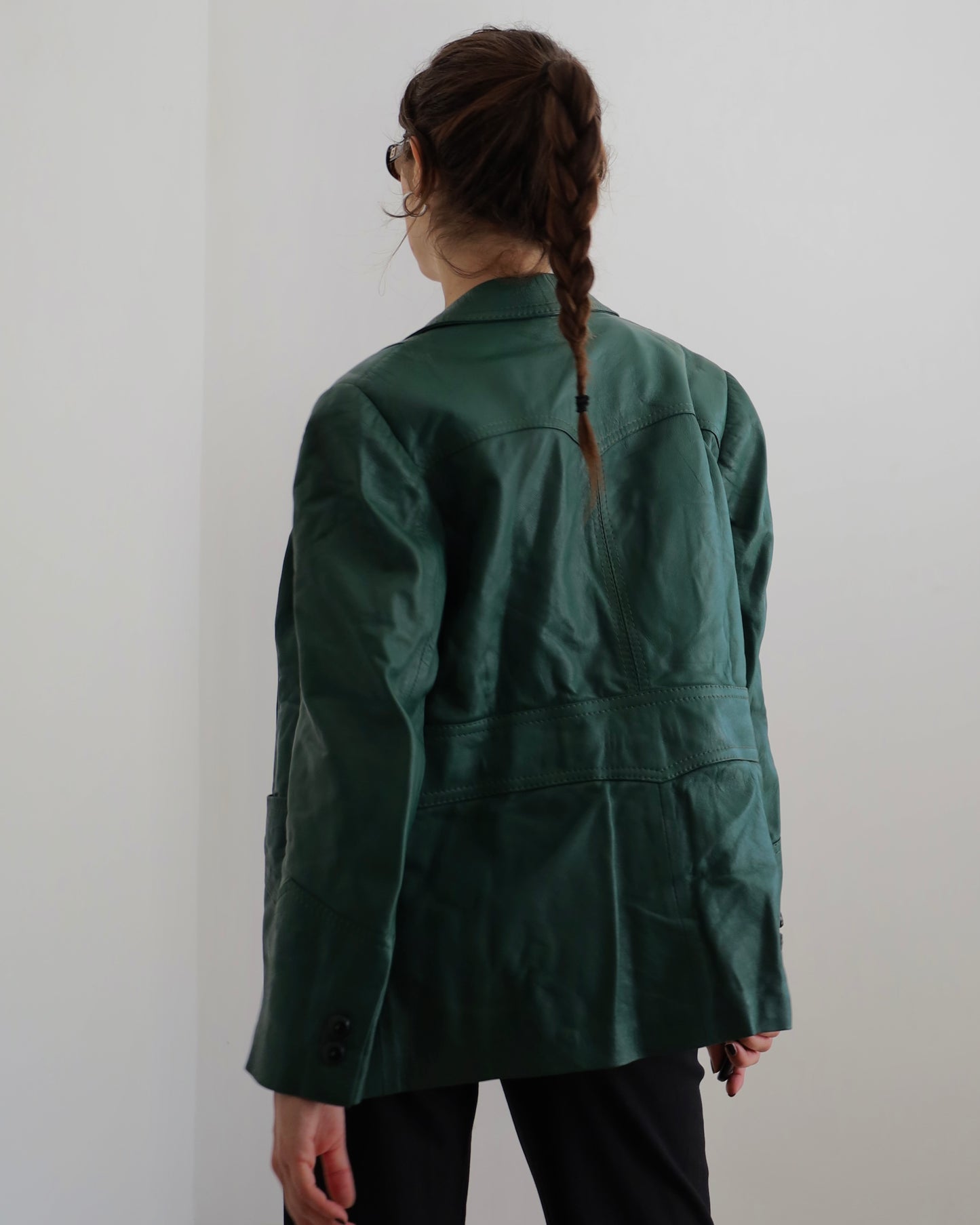 Green leather blazer