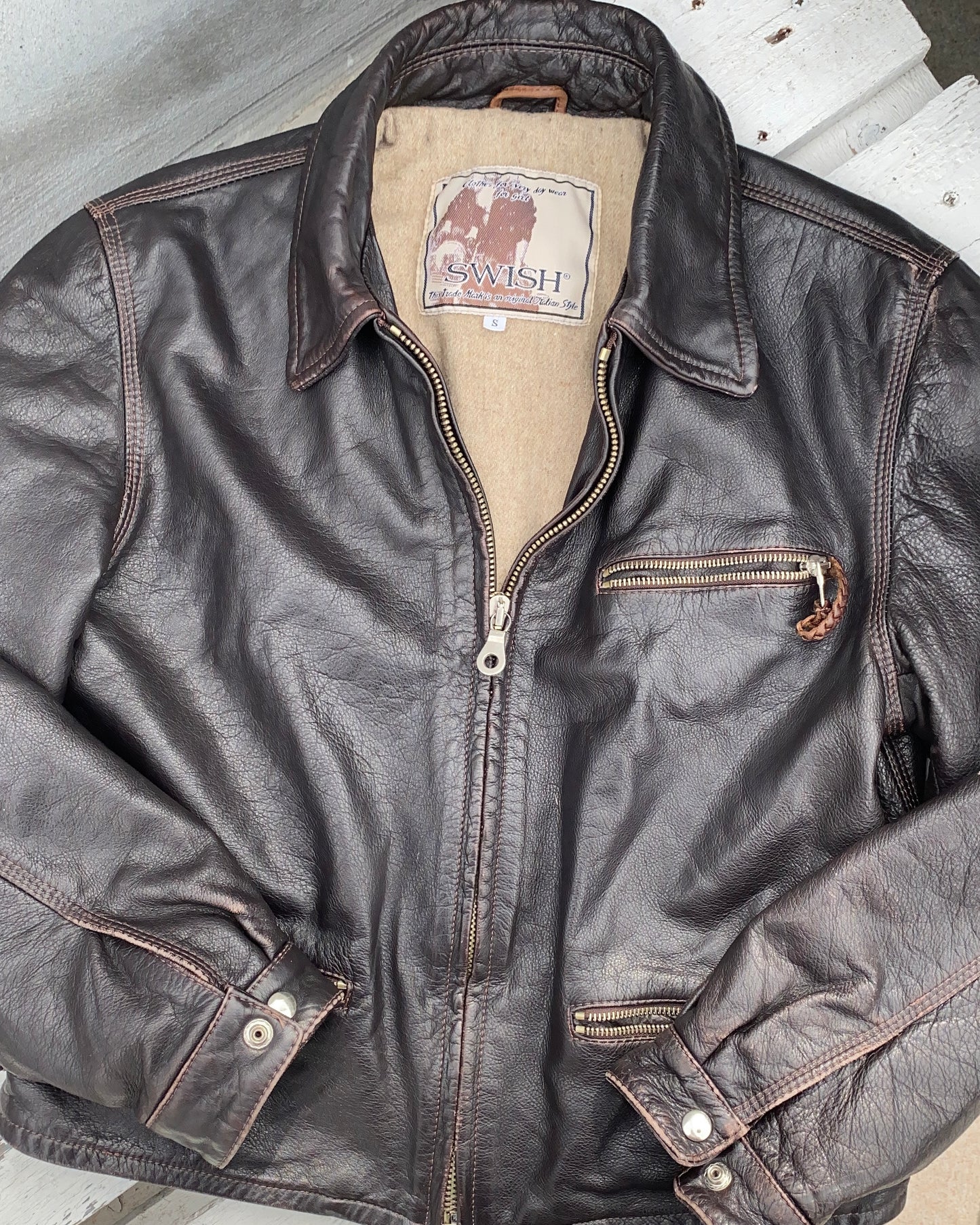 Brown leather jacket