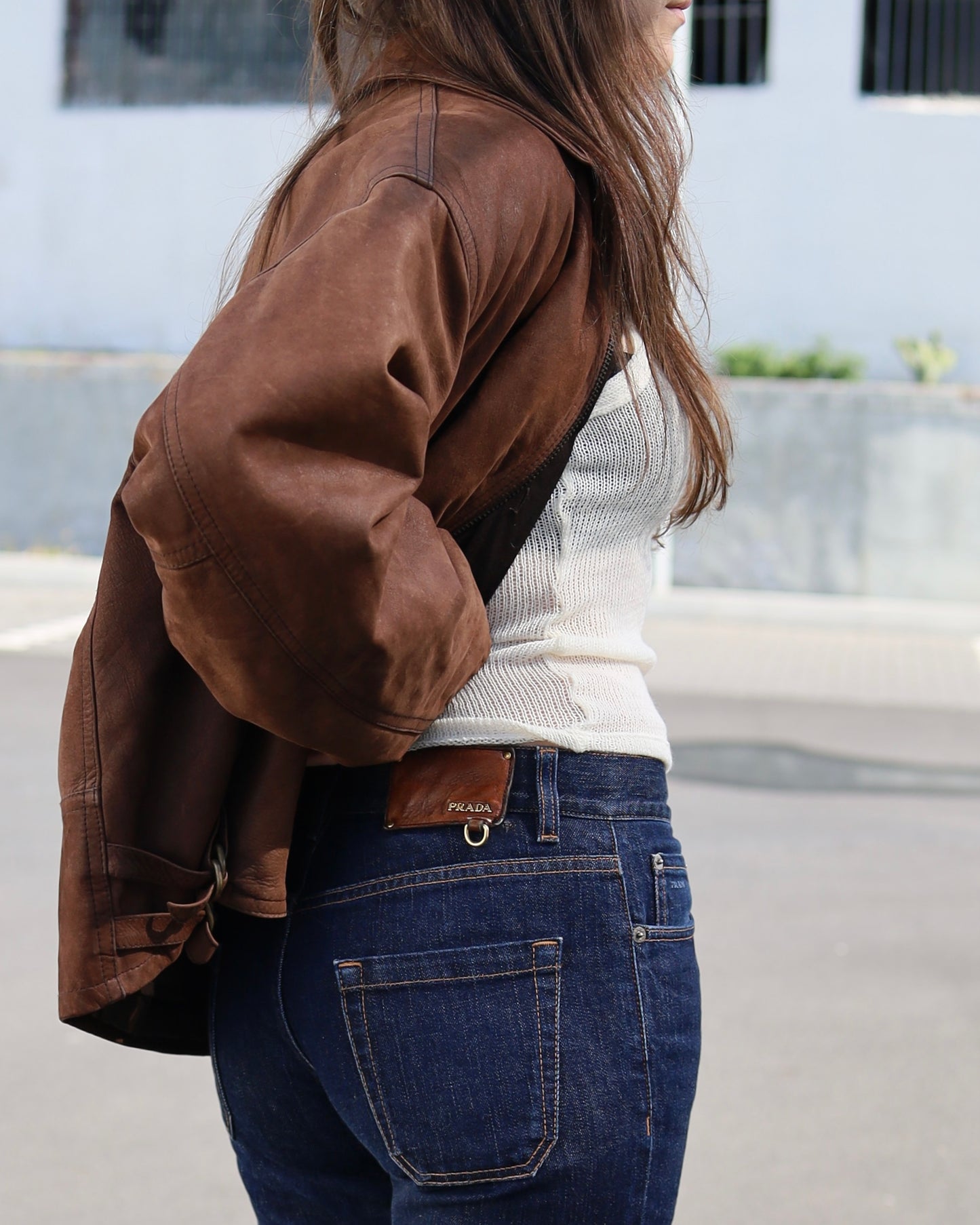 Brown leather jacket