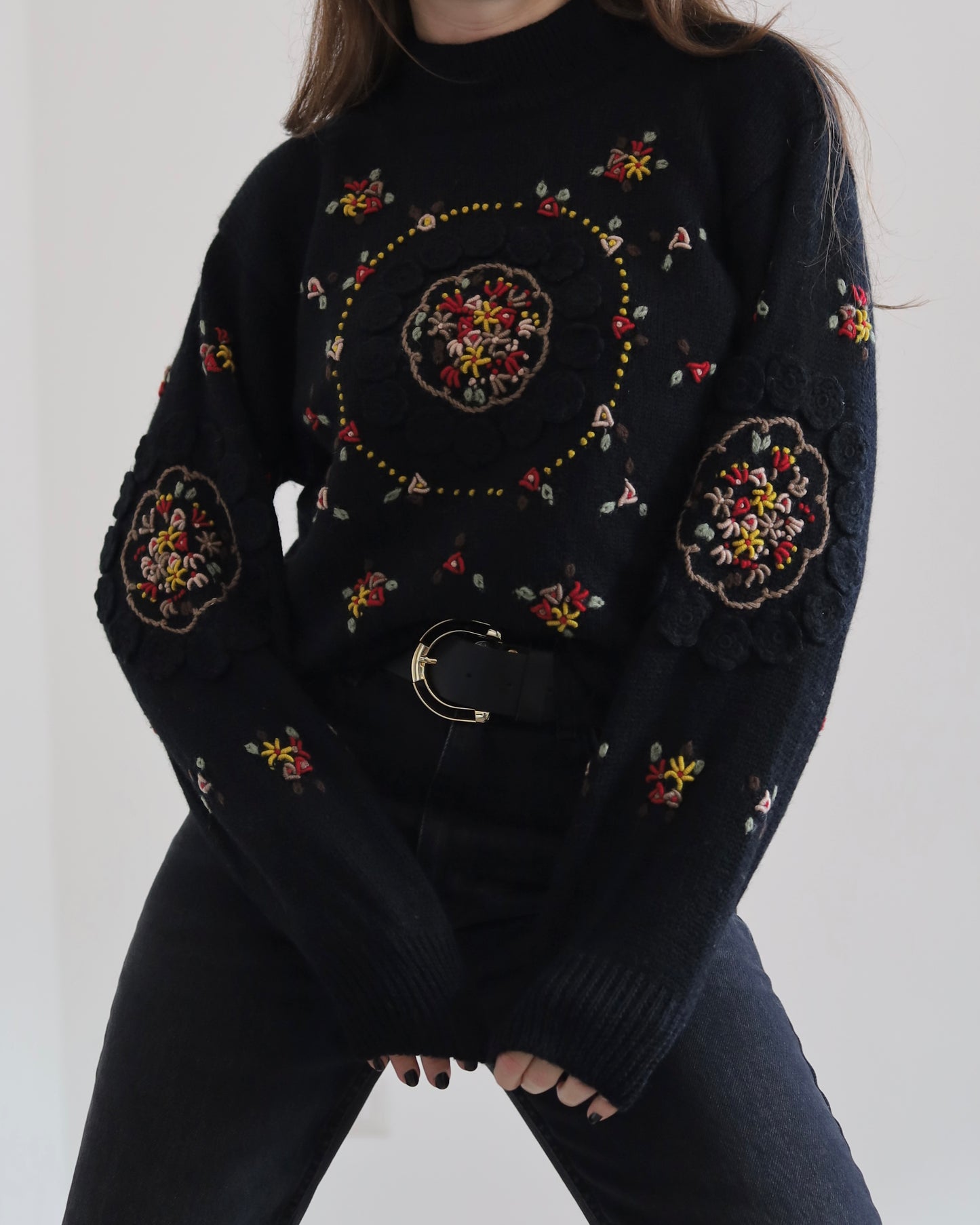 Vintage wool embroidered jumper