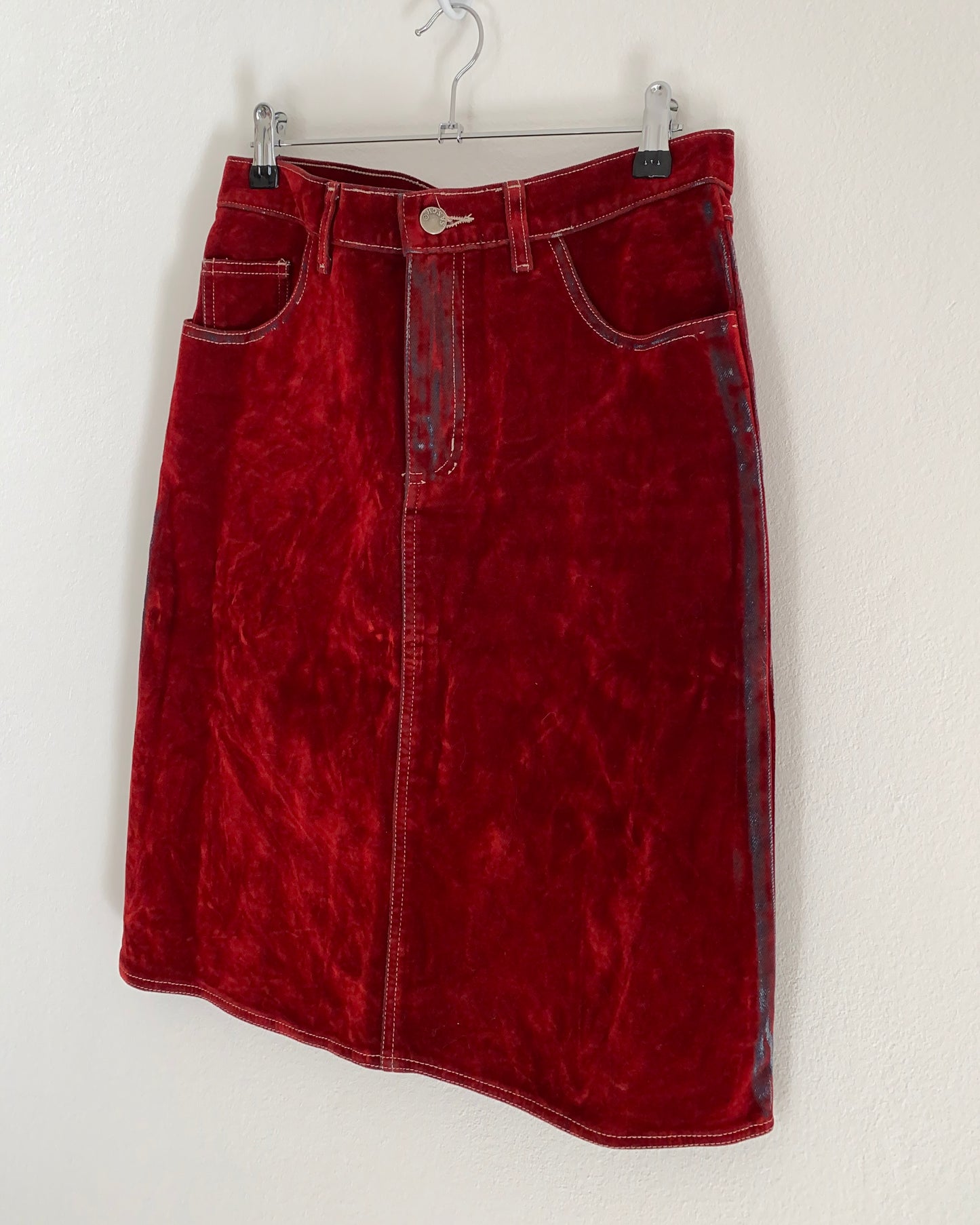 Y2k red midi skirt