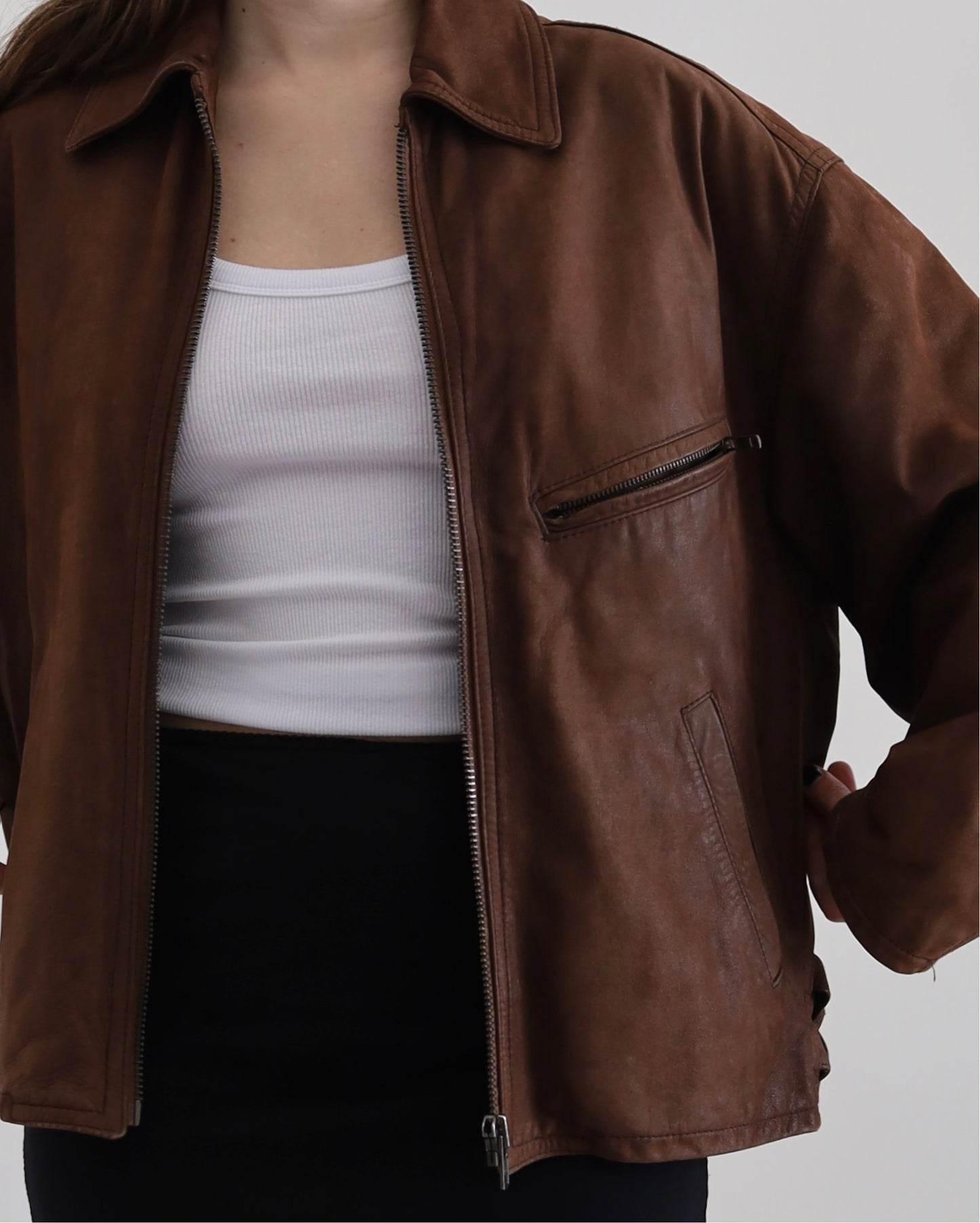 Brown leather jacket