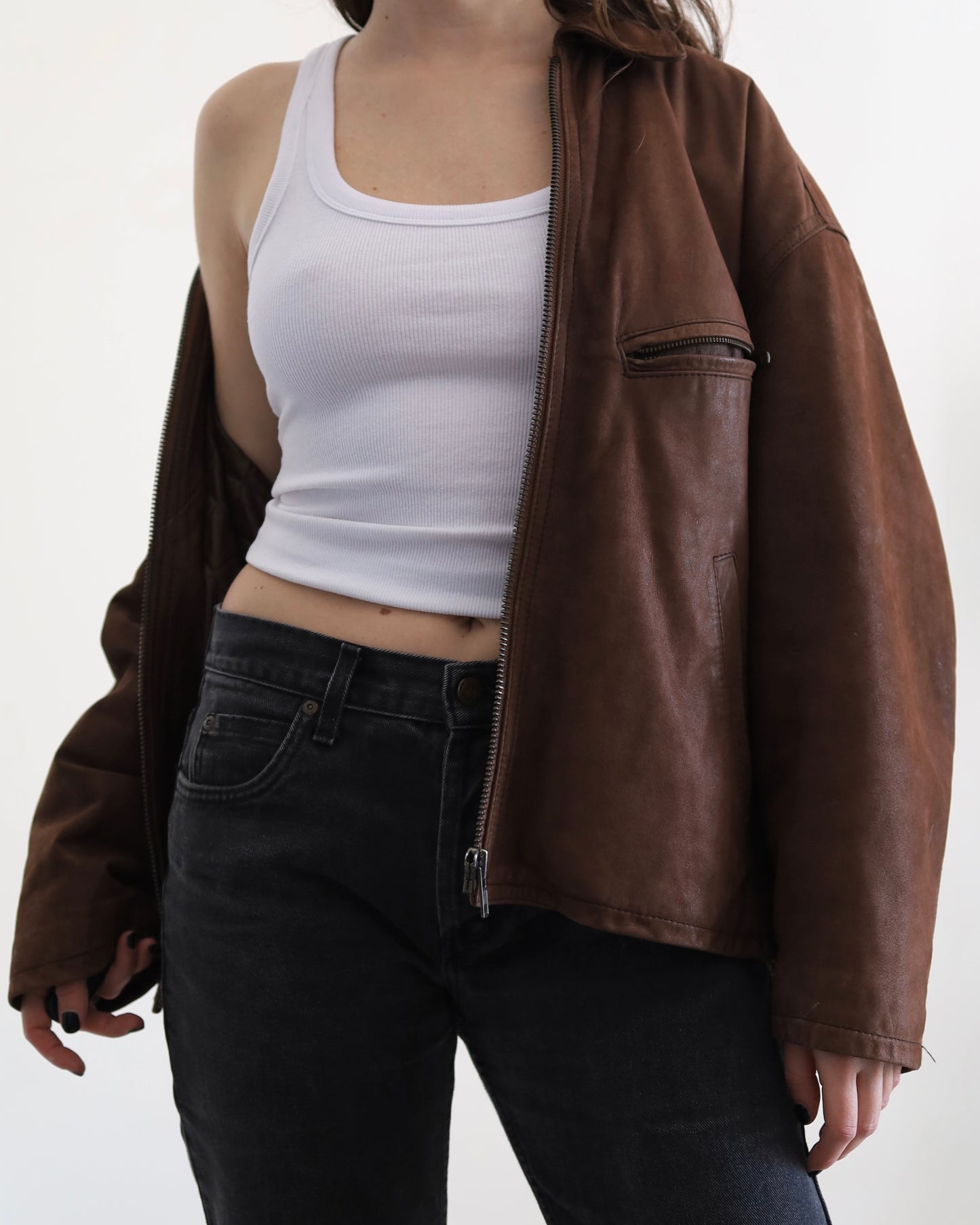 Brown leather jacket