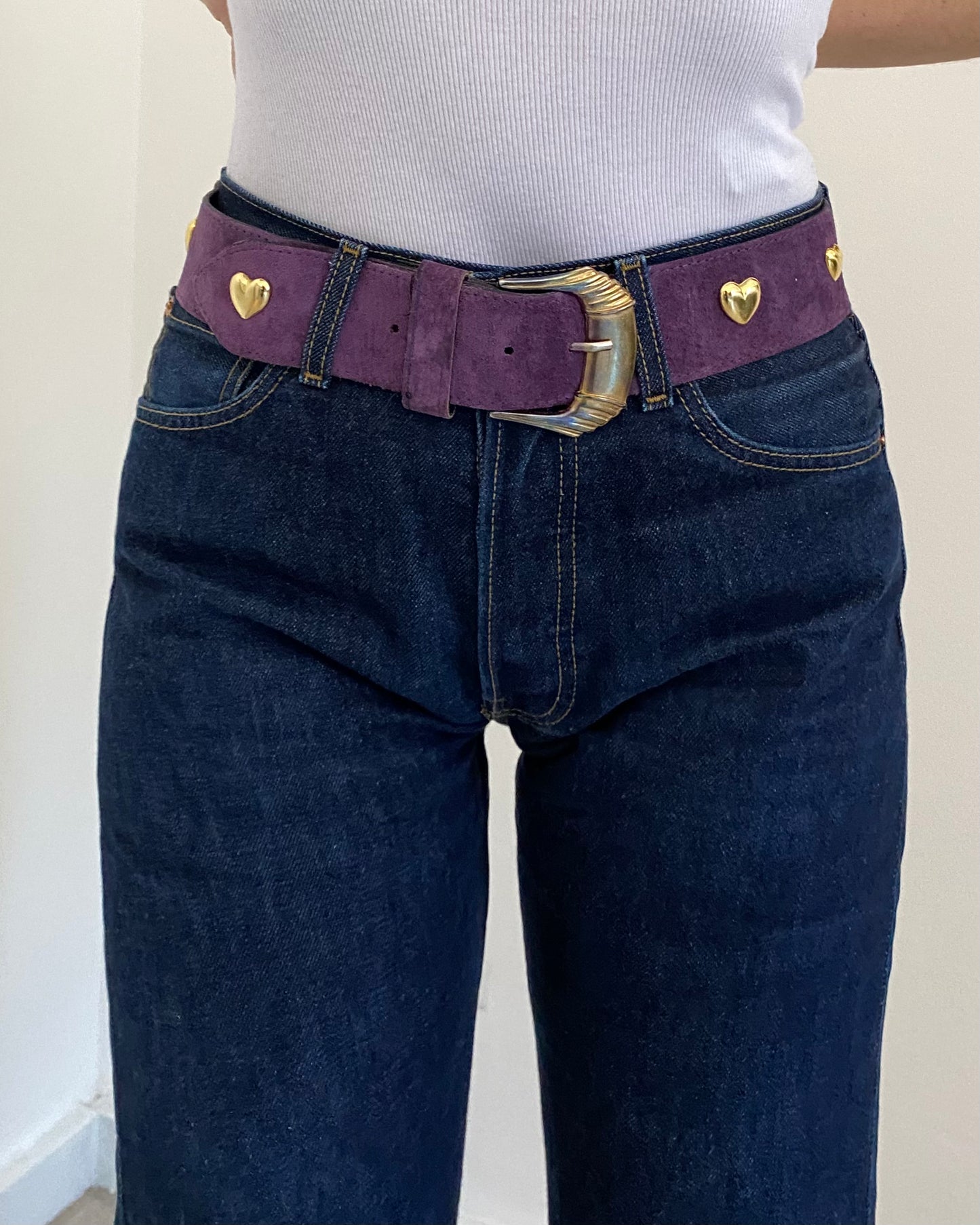 Suede belt with hearts