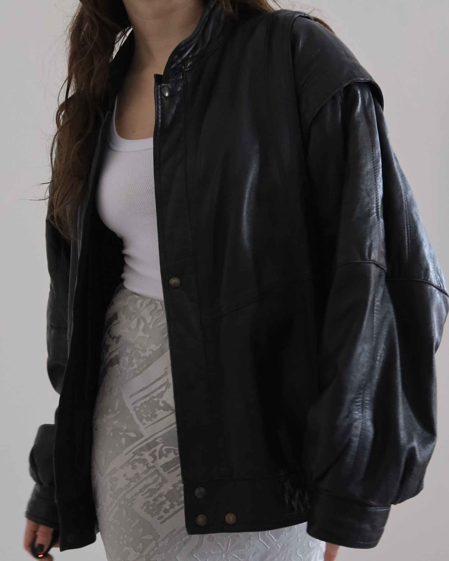 Leather bomber jacket