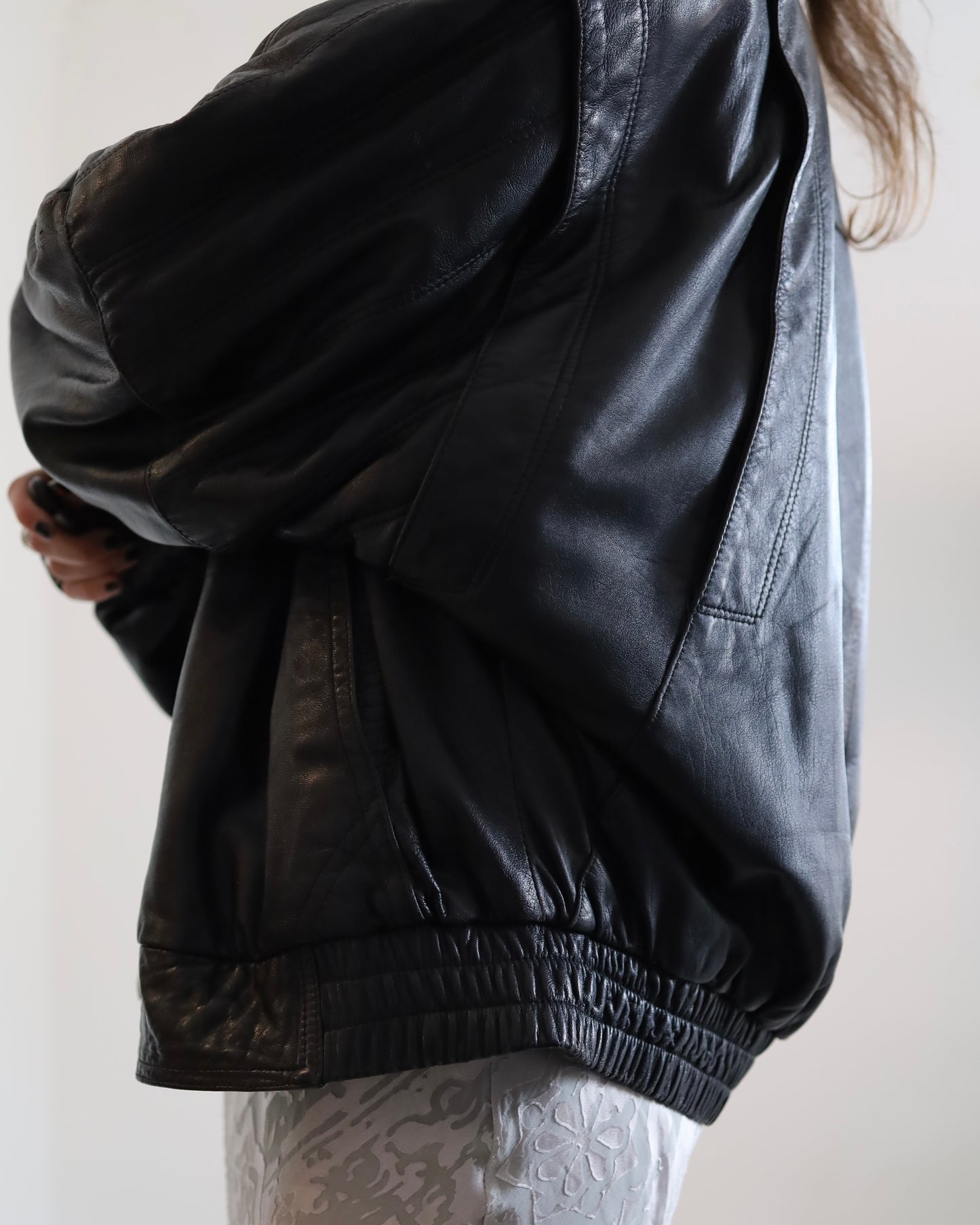 Leather bomber jacket