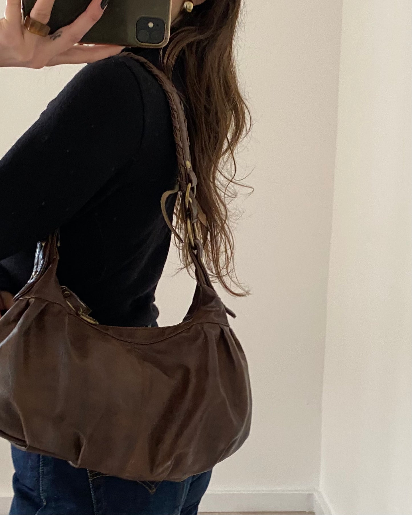 Y2k brown shoulder bag