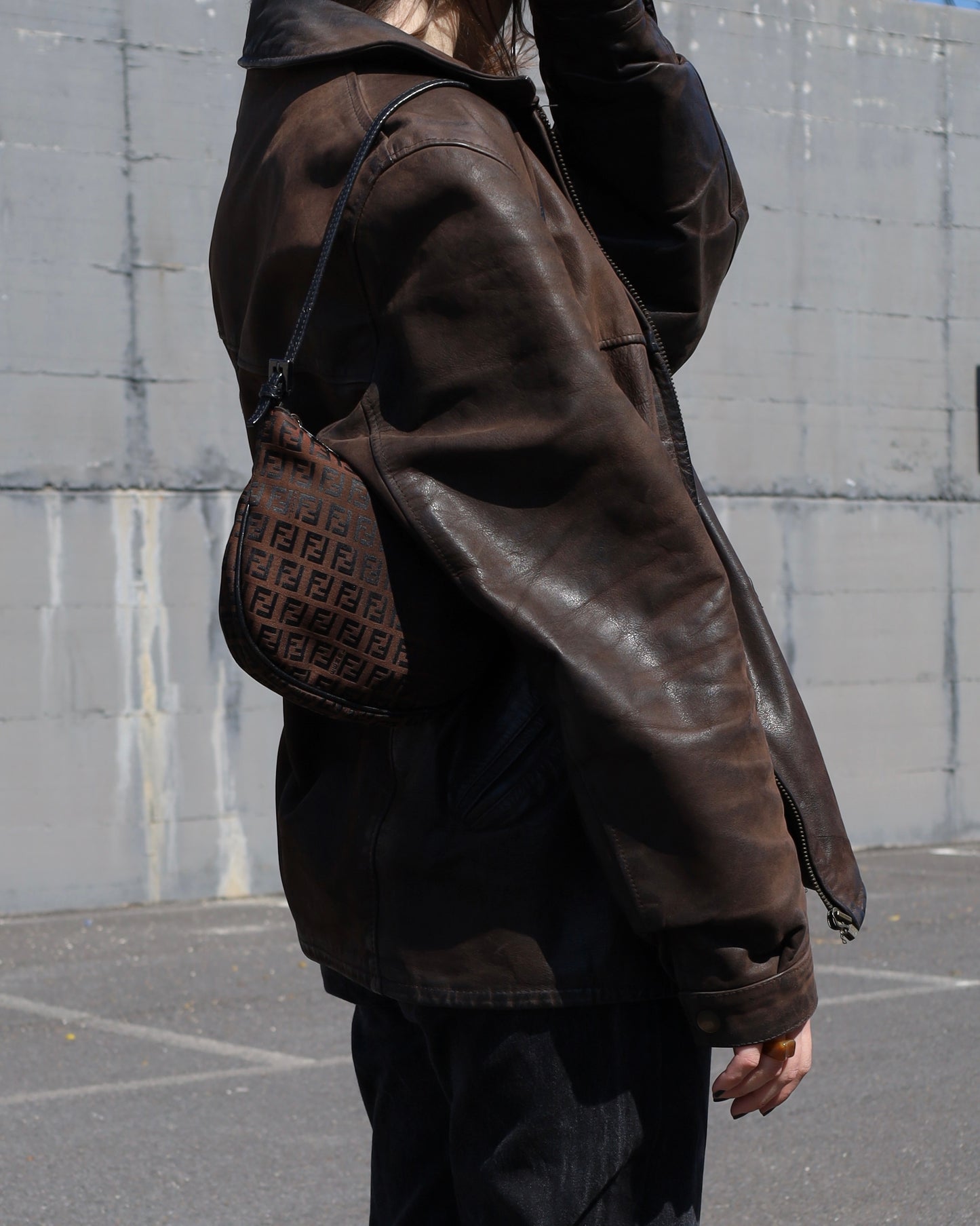 Brown distressed leather jacket