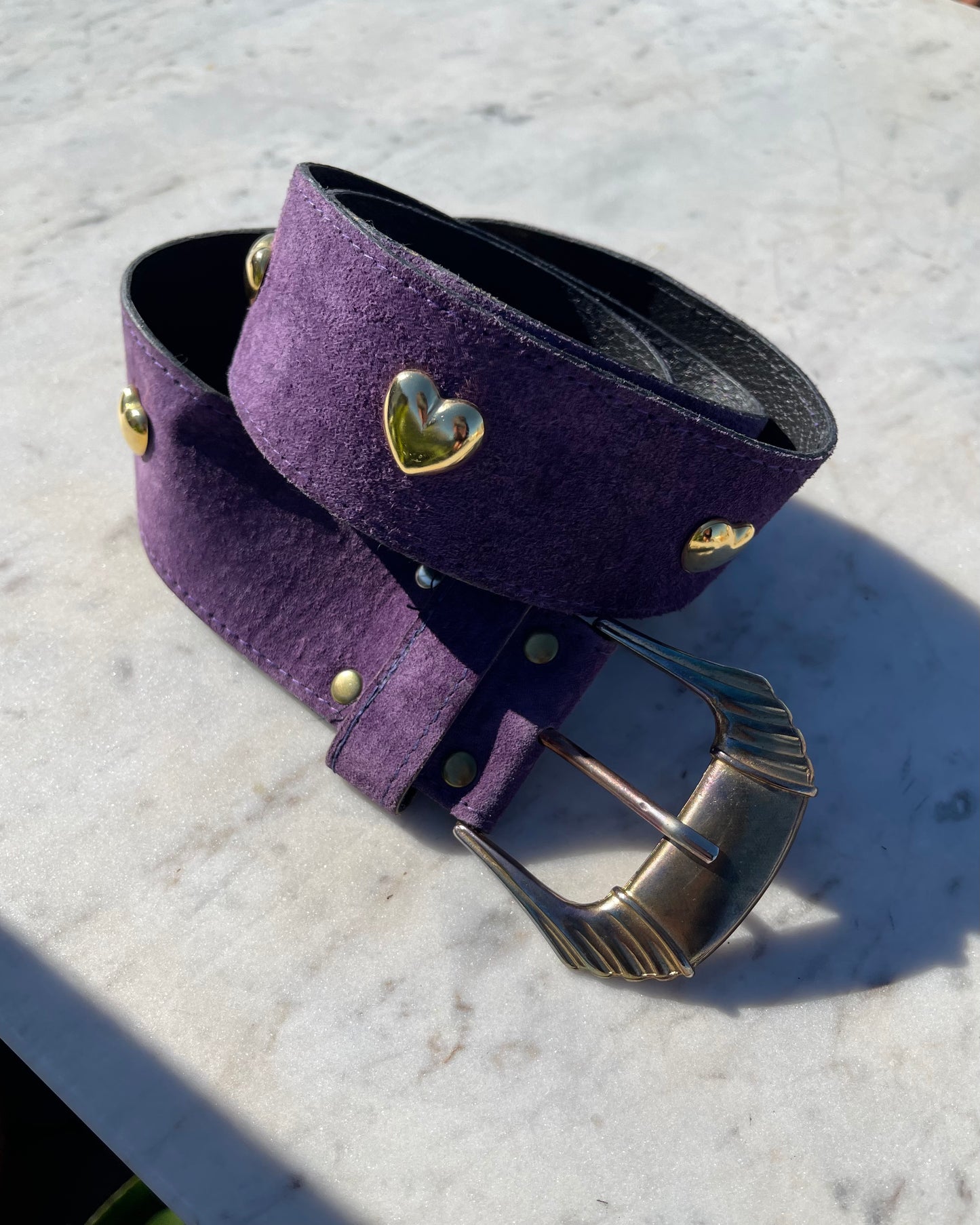 Suede belt with hearts