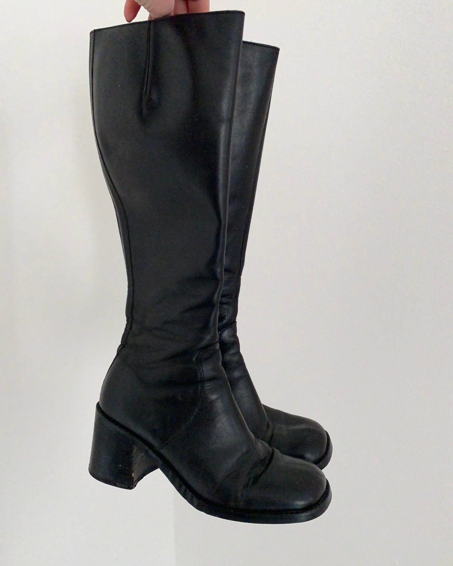 Square toe leather boots