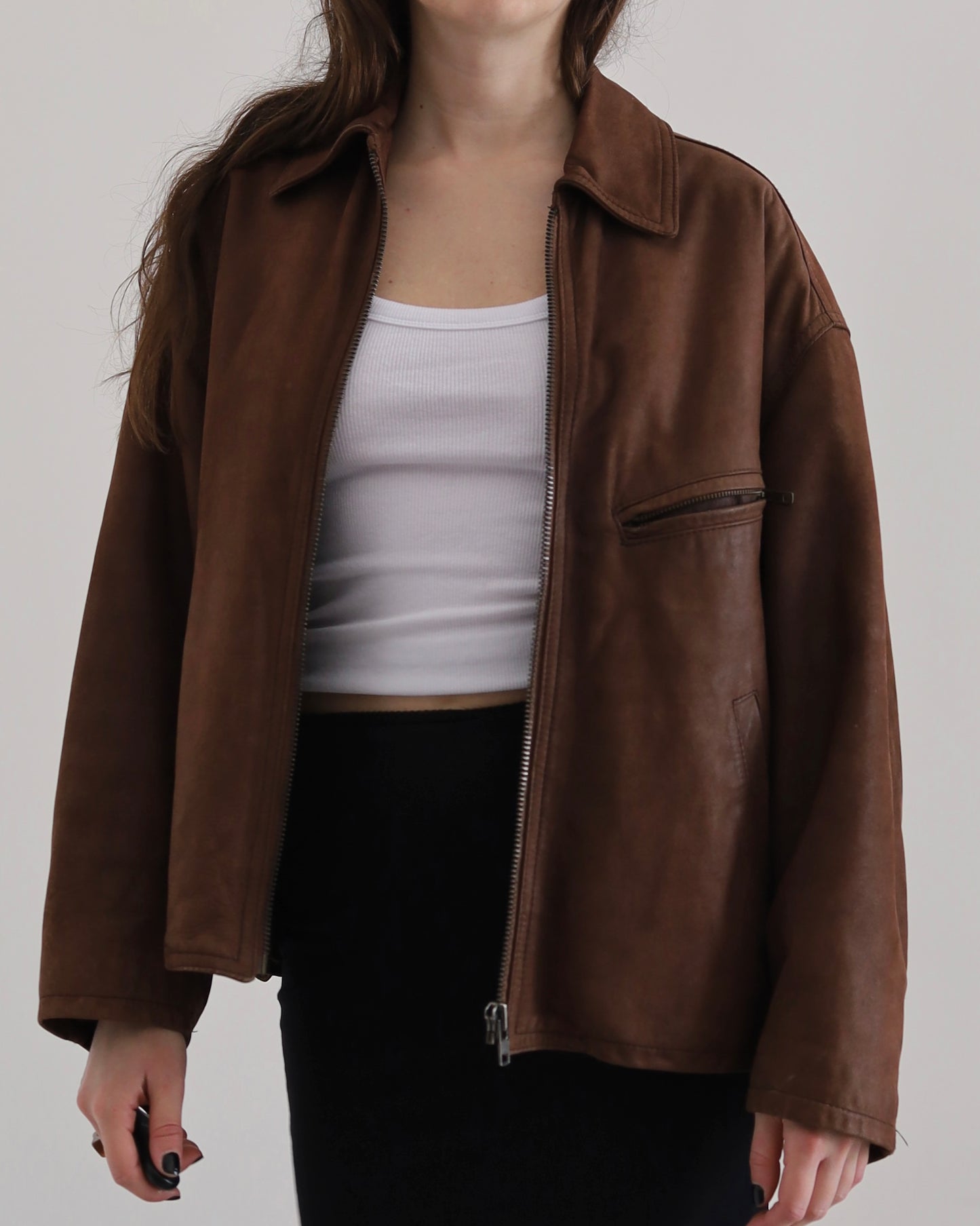 Brown leather jacket