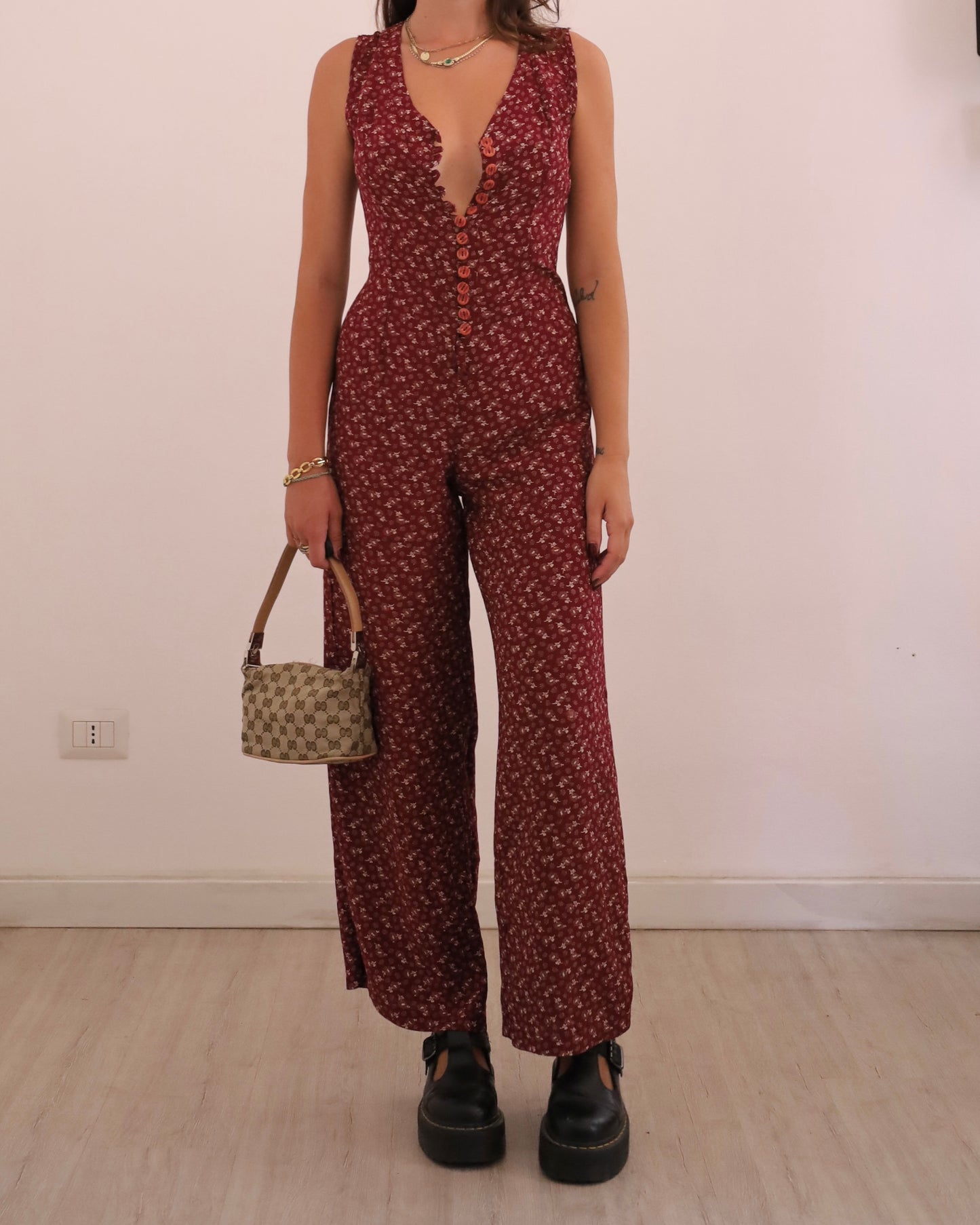 90s vintage buttoned jumpsuit