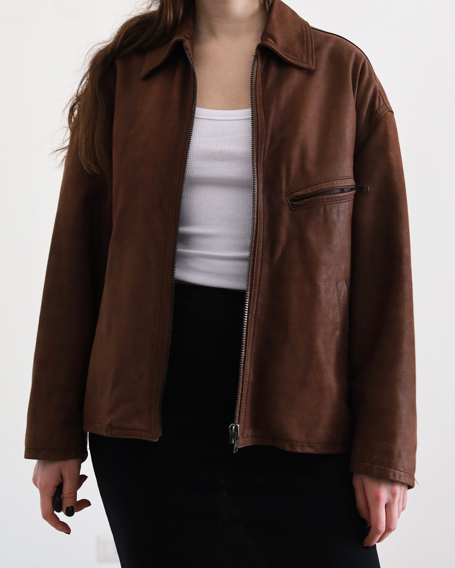 Brown leather jacket