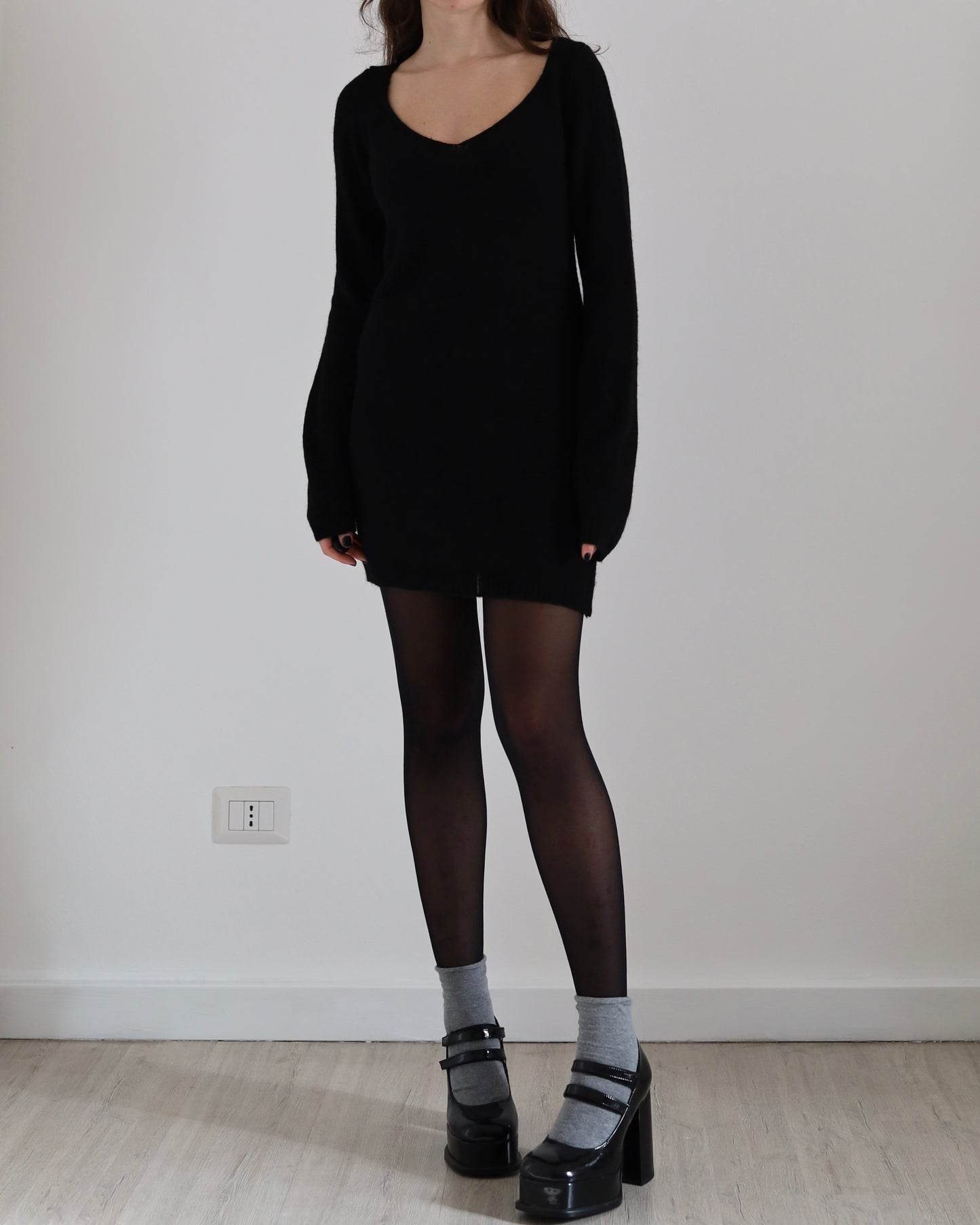 Knit wool mini dress