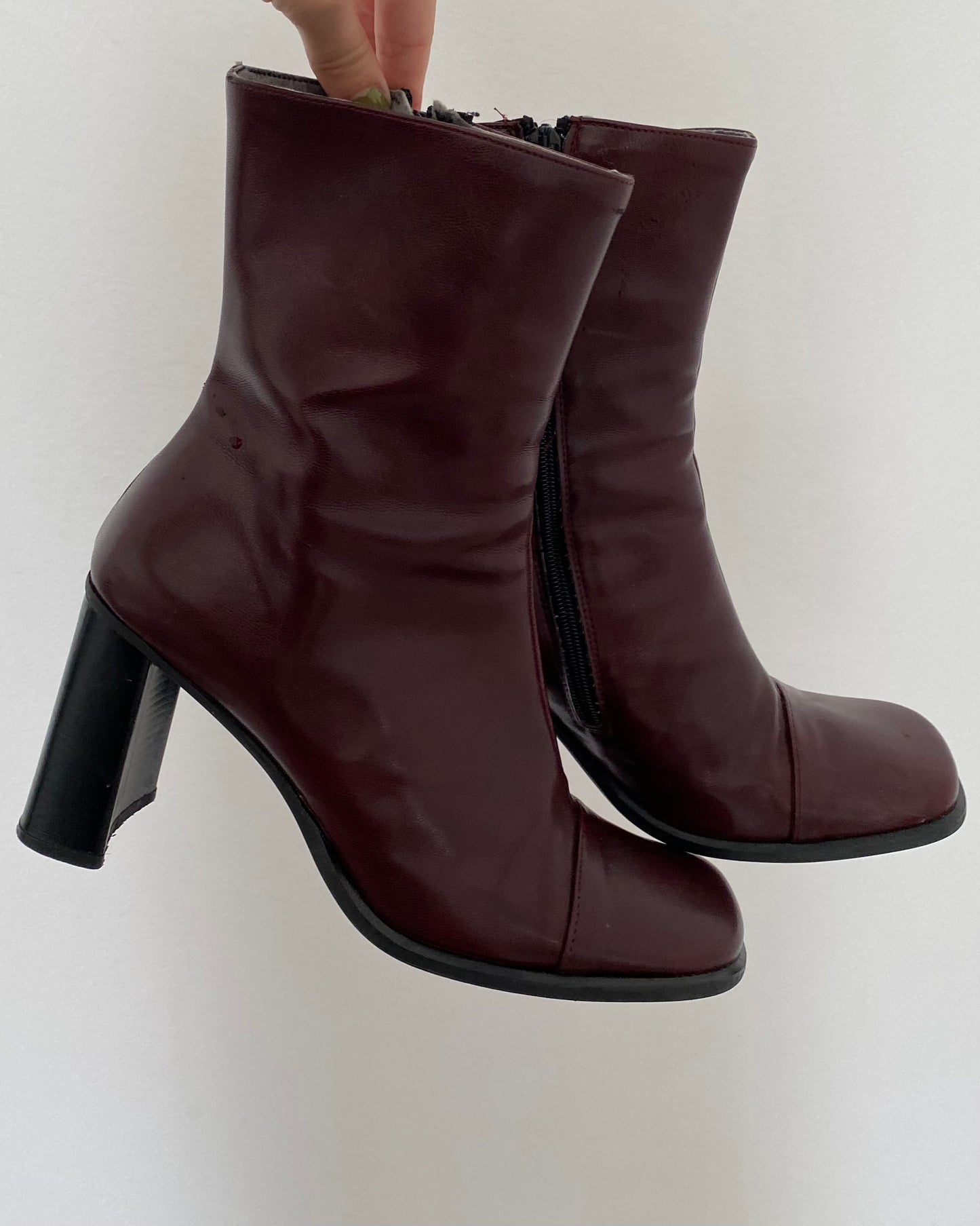 Vintage square toe leather boots