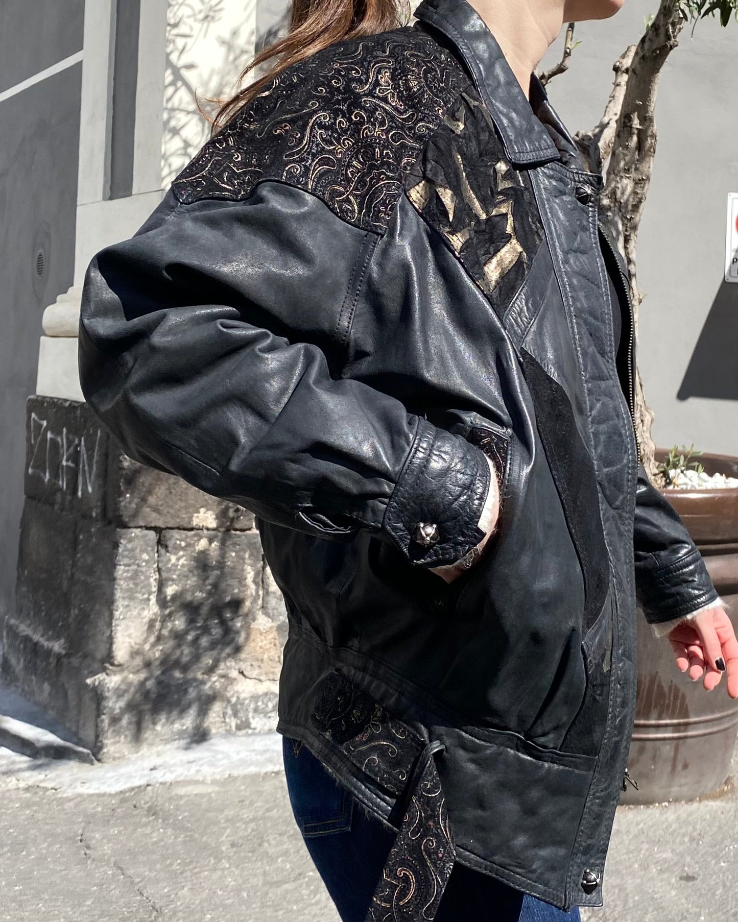 80s bomber leather jacket