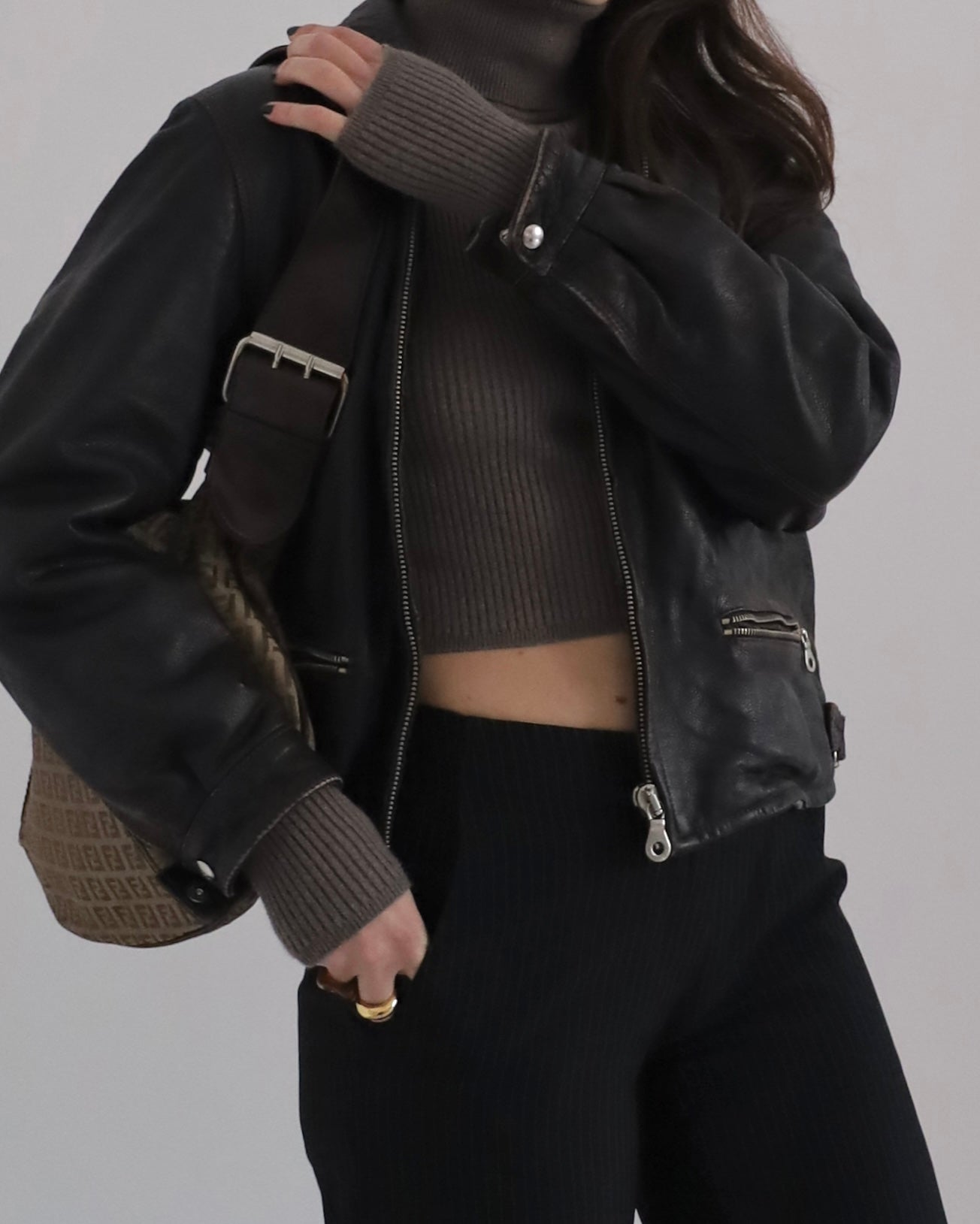 Brown leather jacket