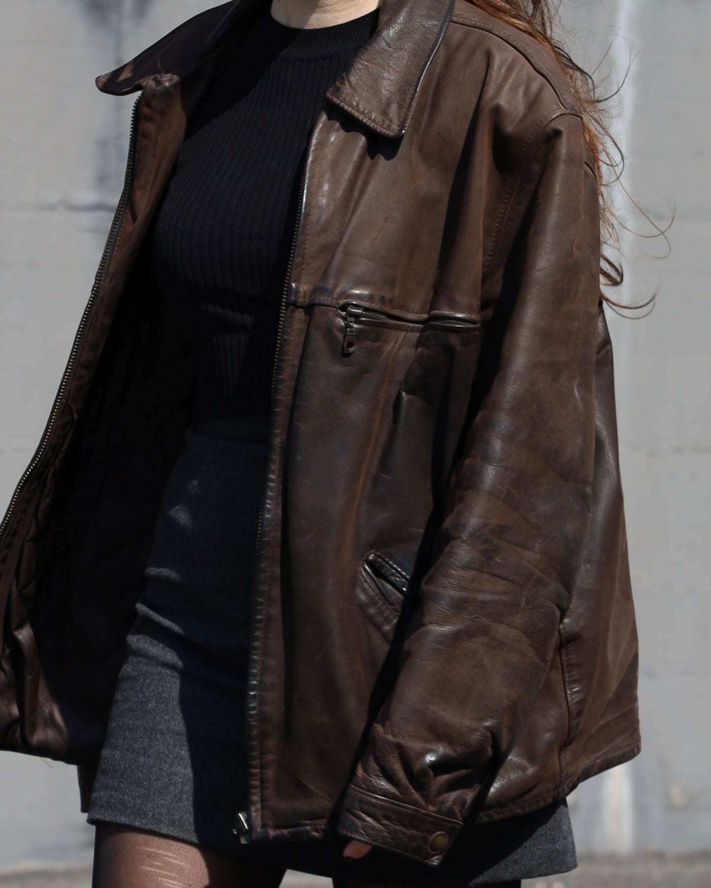 Brown distressed leather jacket