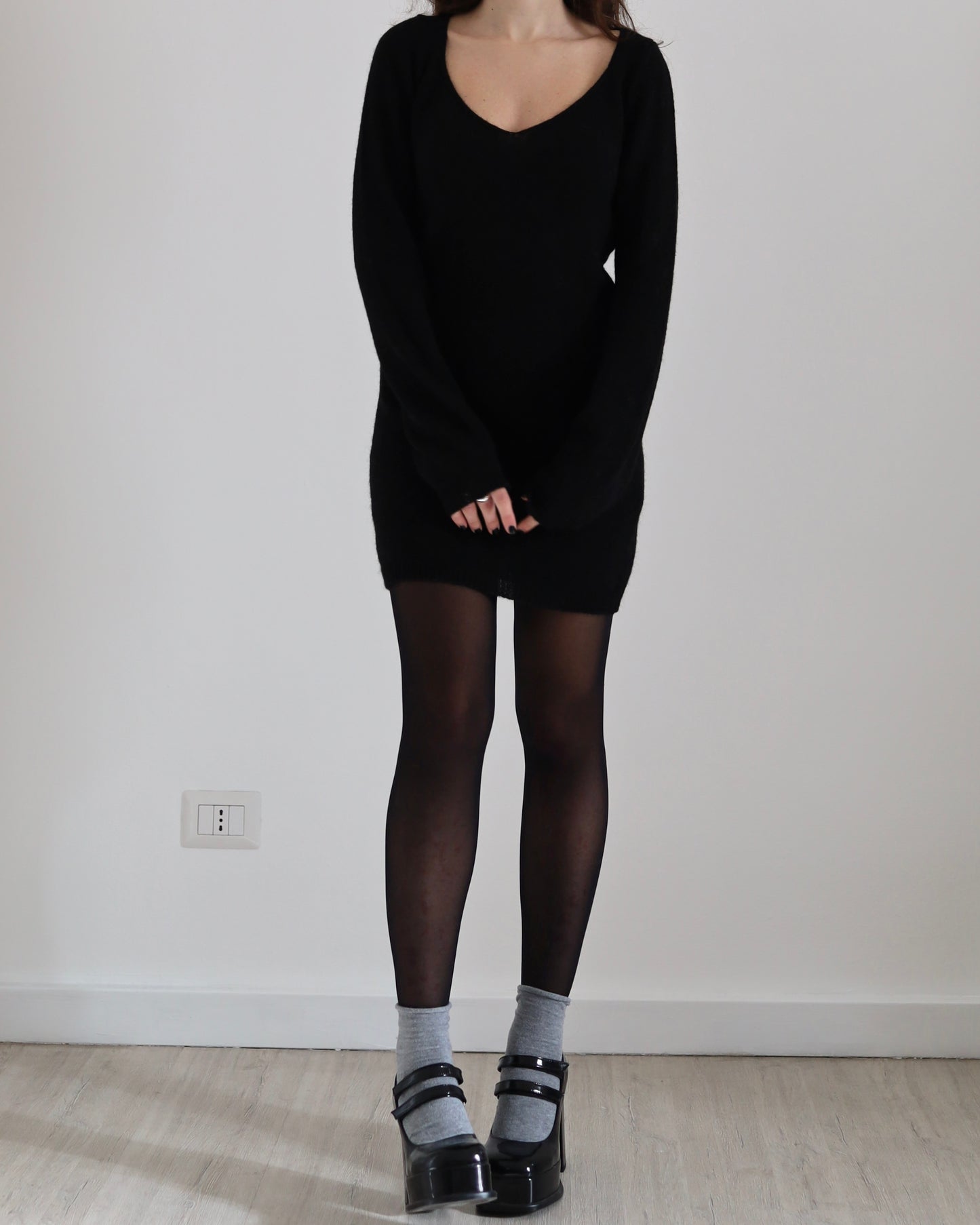 Knit wool mini dress